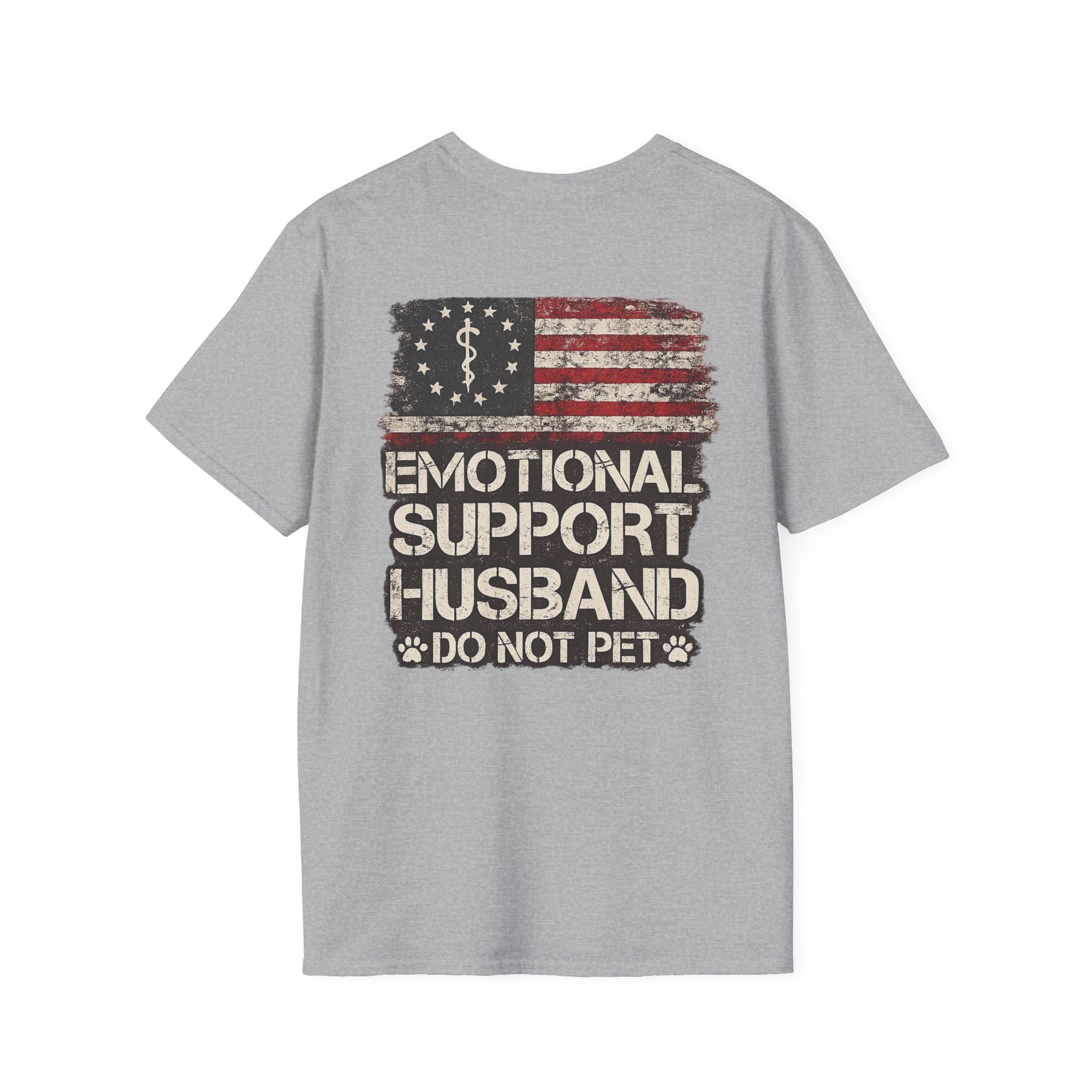 Emotional Support Husband T-Shirt — Patriotic "Do Not Pet" Graphic Tee