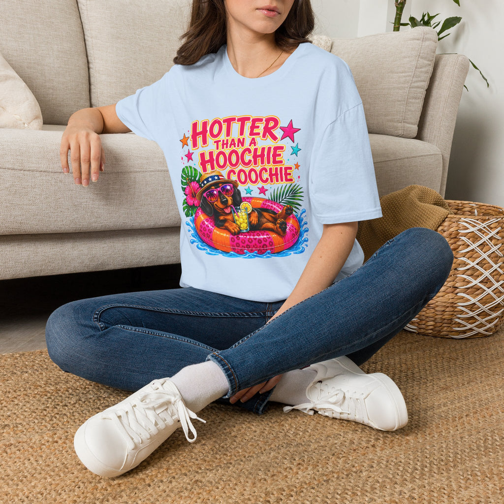 T-Shirt — "Hotter Than A Hoochie Coochie" Bright Retro Summer Graphic