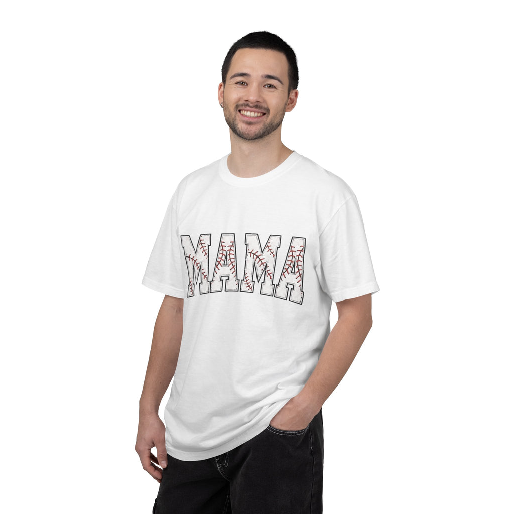 Mama Baseball Tee — 'MAMA' Stitched Baseball Mom T‑Shirt