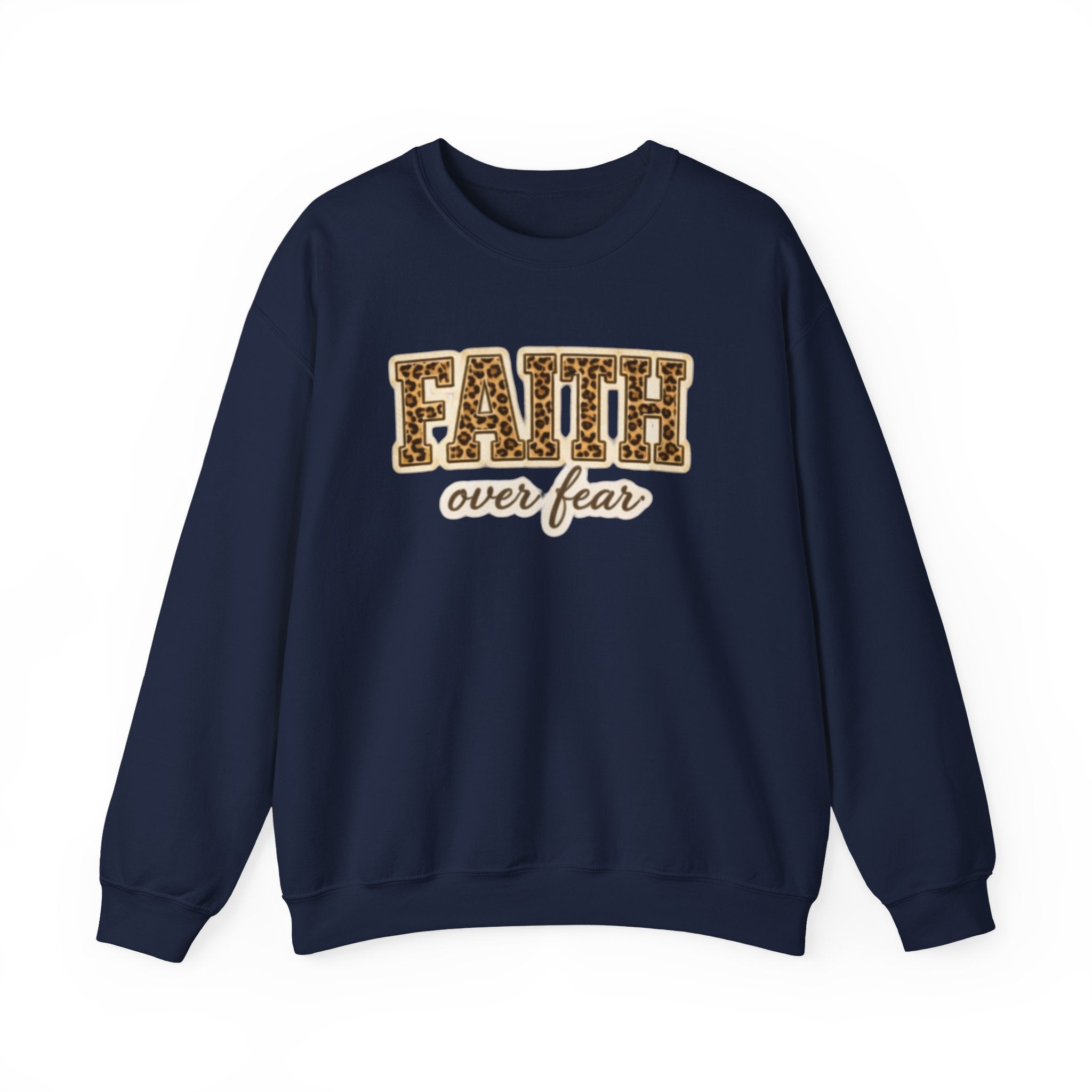 Faith Over Fear Leopard Graphic Sweatshirt