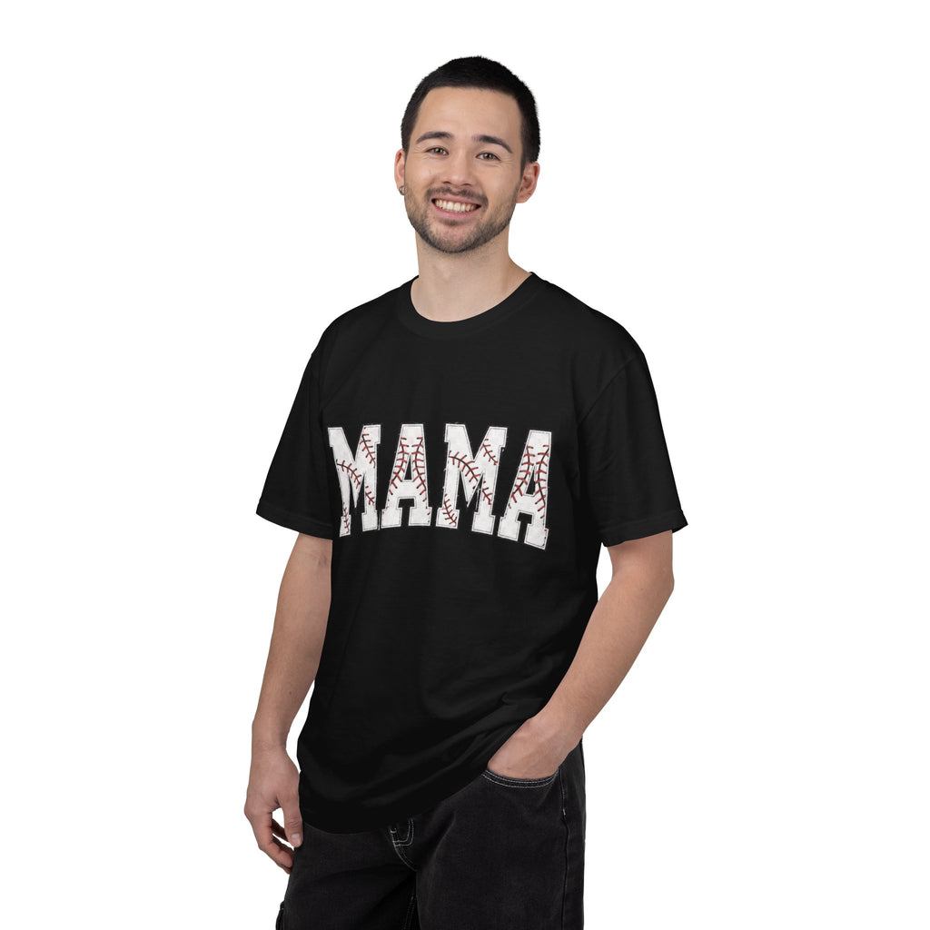 Mama Baseball Tee — 'MAMA' Stitched Baseball Mom T‑Shirt