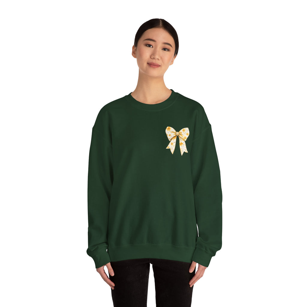Crewneck Sweatshirt — “God Says You Are” Inspirational Bow Graphic