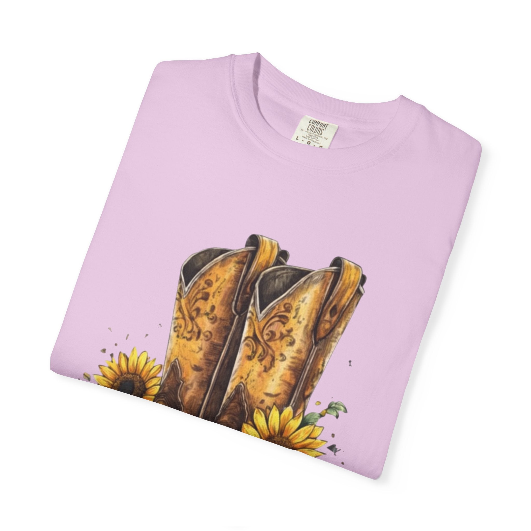 Cowgirl Boots & Sunflowers T-Shirt — Western Floral Graphic Tee