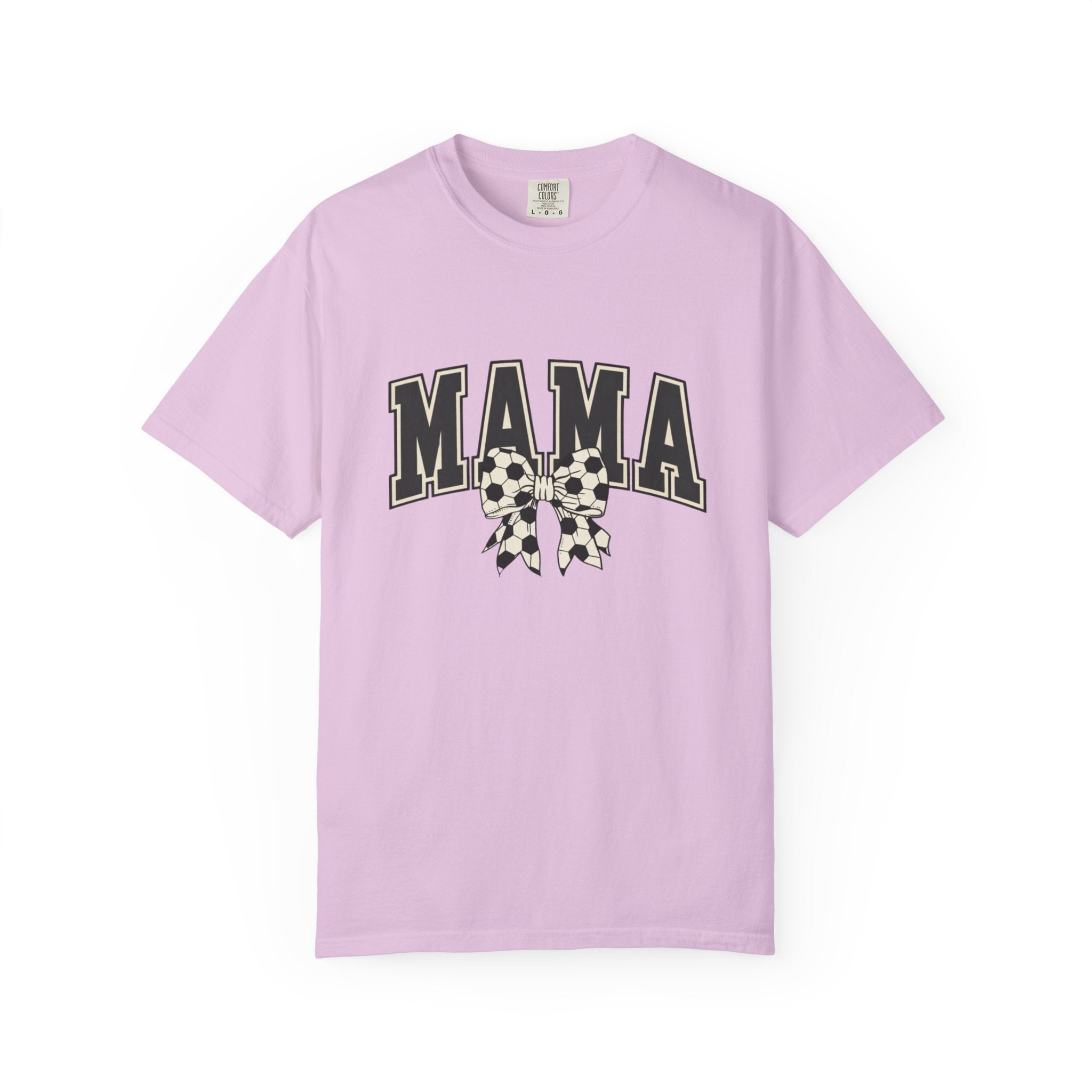 Mama Graphic T-Shirt — Retro Collegiate Letters with Polka Dot Bow