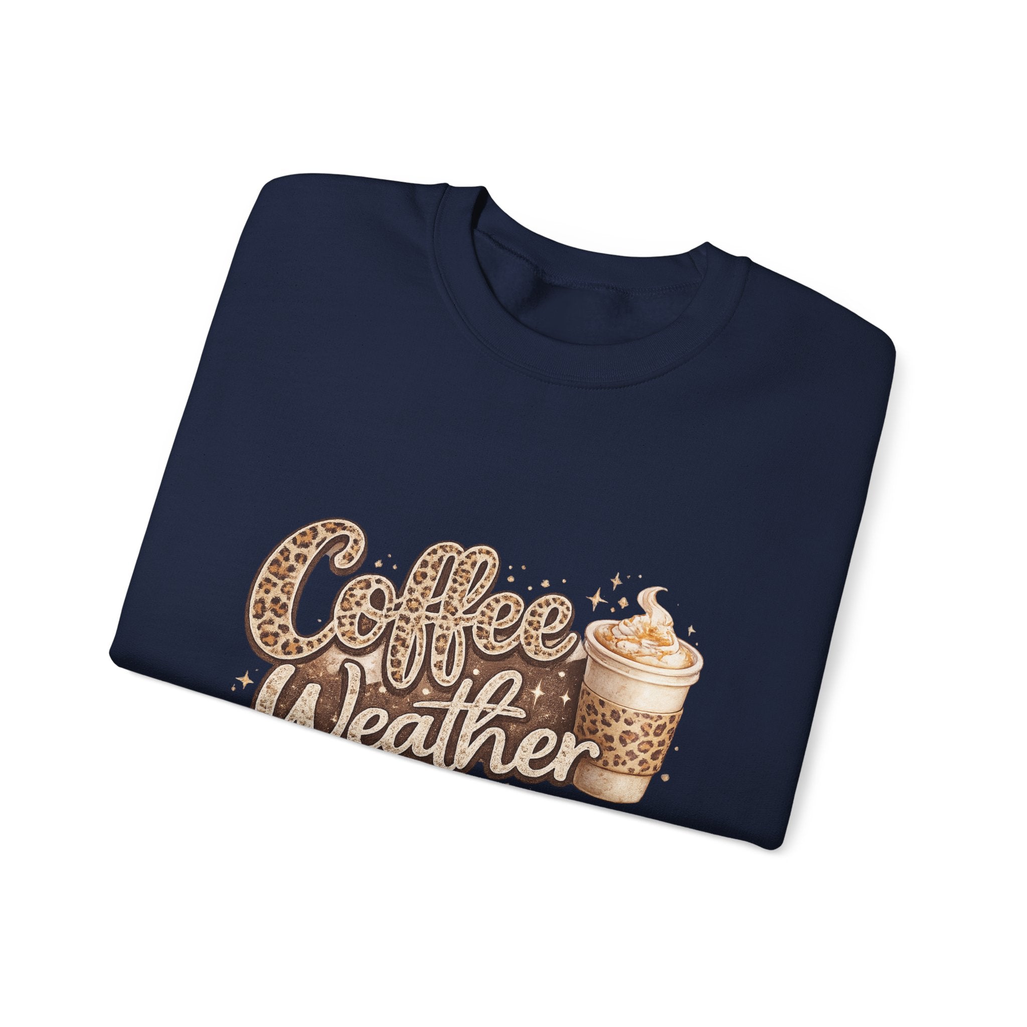 Coffee Weather Sweatshirt – Cozy Leopard Print Coffee Cup Crewneck