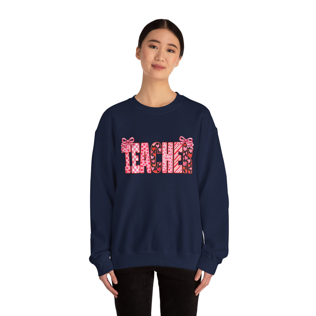Teacher Leopard Heart Crewneck Sweatshirt
