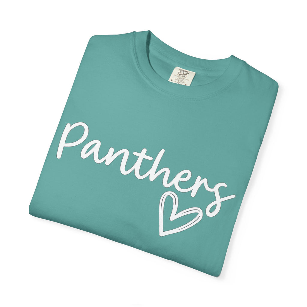 Panthers Heart T-Shirt — Cute Script School Spirit Tee