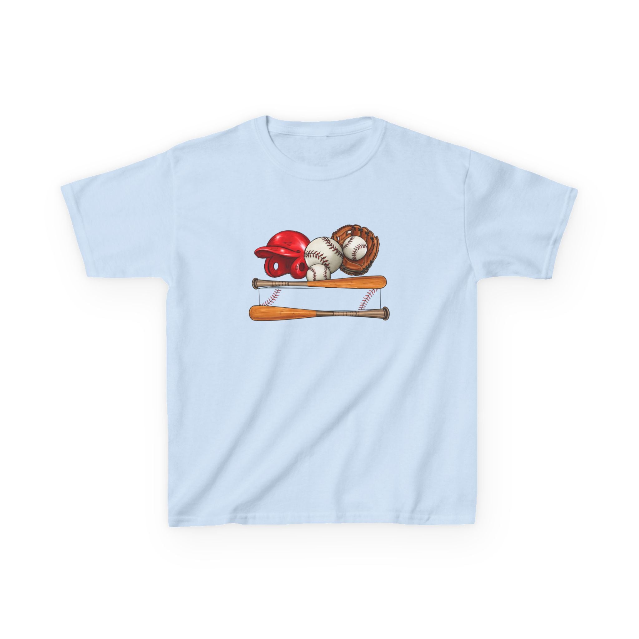 Kids Baseball Gear Tee — Helmet, Glove & Bats Youth T-Shirt