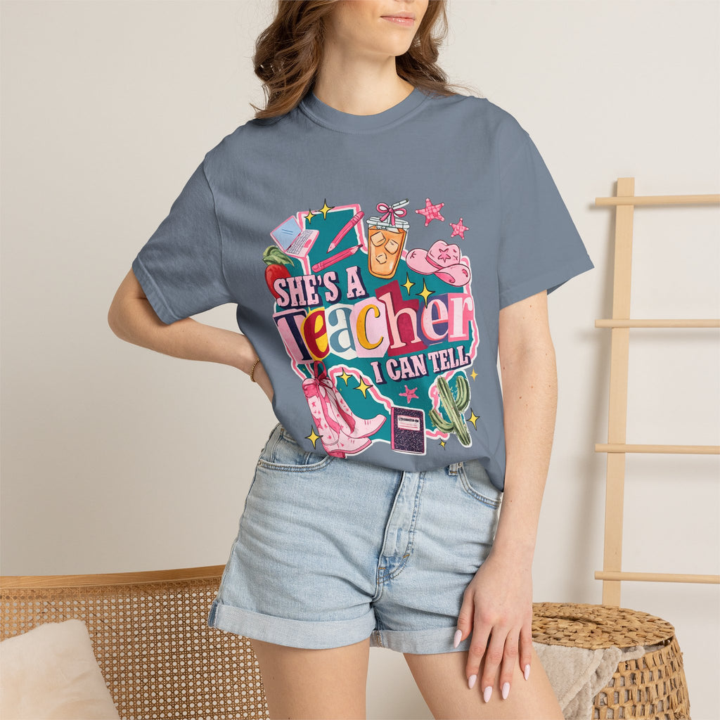 She's A Teacher I Can Tell T-Shirt — Cute Colorful Teacher Gift Tee