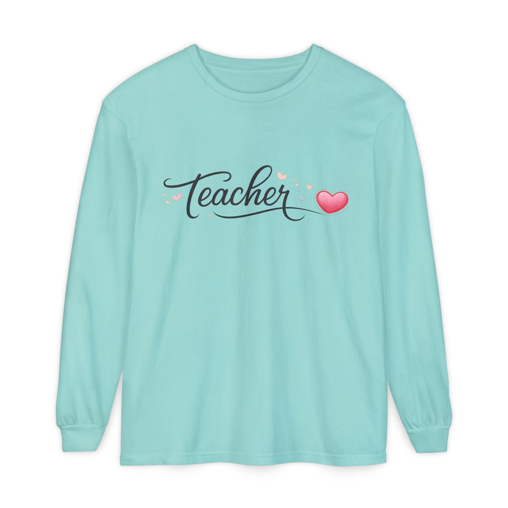 Teacher Long Sleeve T-Shirt — Minimal Script Teacher Tee, Back-to-School Gift