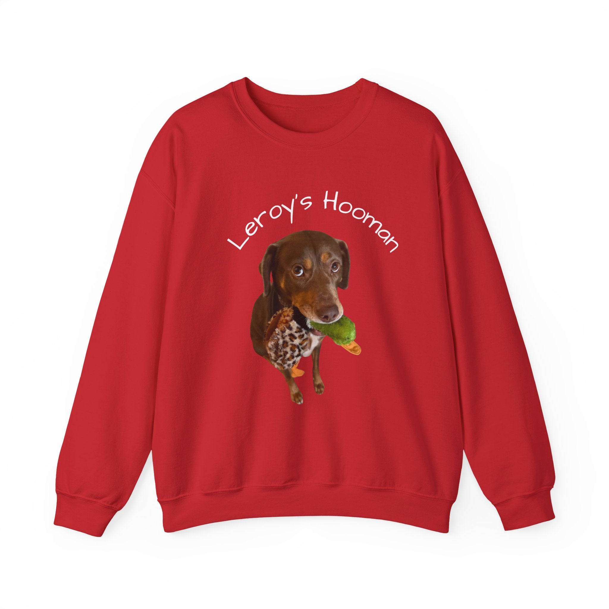 Crewneck Sweatshirt – "Leroy’s Human" Dachshund Graphic, Cute Pet Lover Gift