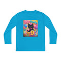 Kids' 9th Birthday Long Sleeve Tee — "Let's Pawty I'm 9!" Cat Birthday Shirt