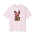 Leopard Bunny Tee with Pink Bow — Easter Graphic Shirt