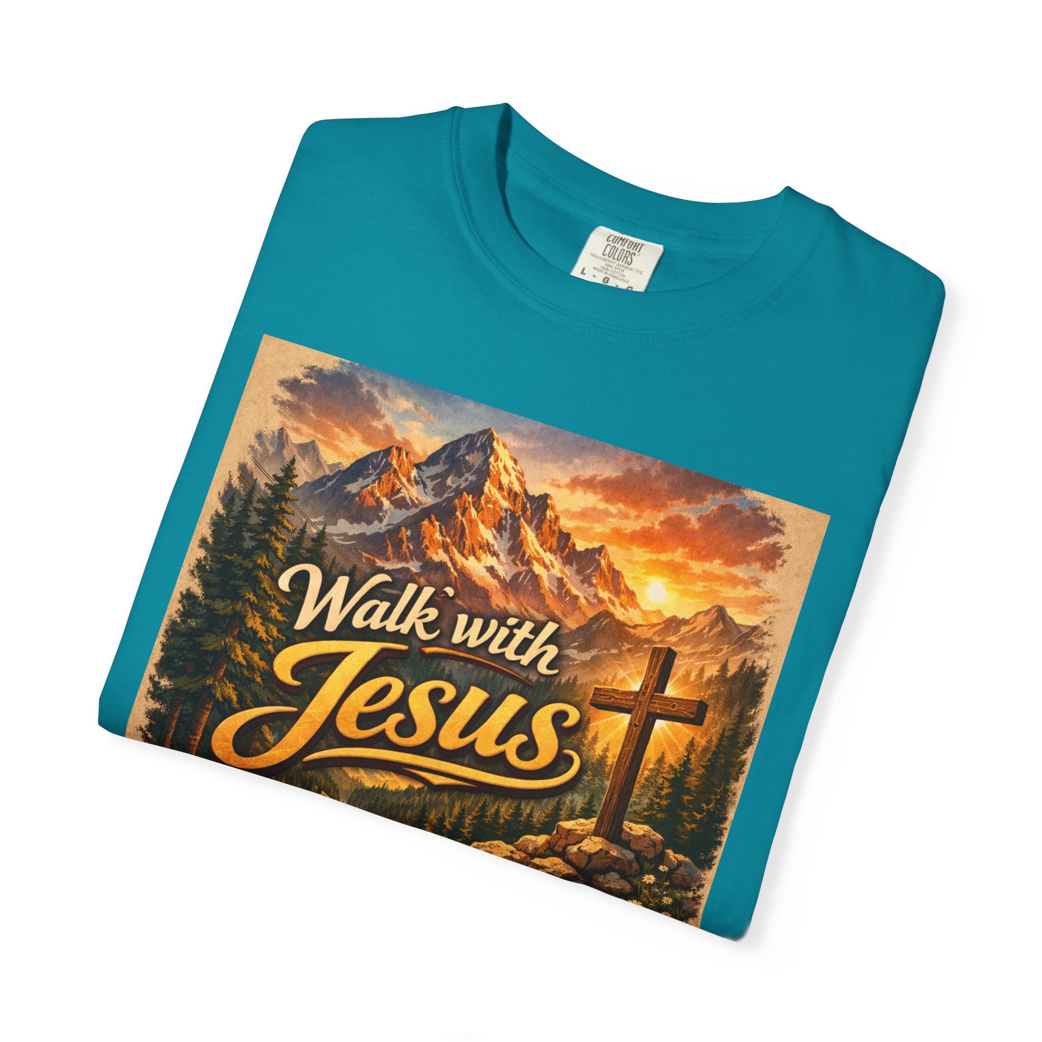 Walk with Jesus T-Shirt — Christian Faith Mountain Cross Tee