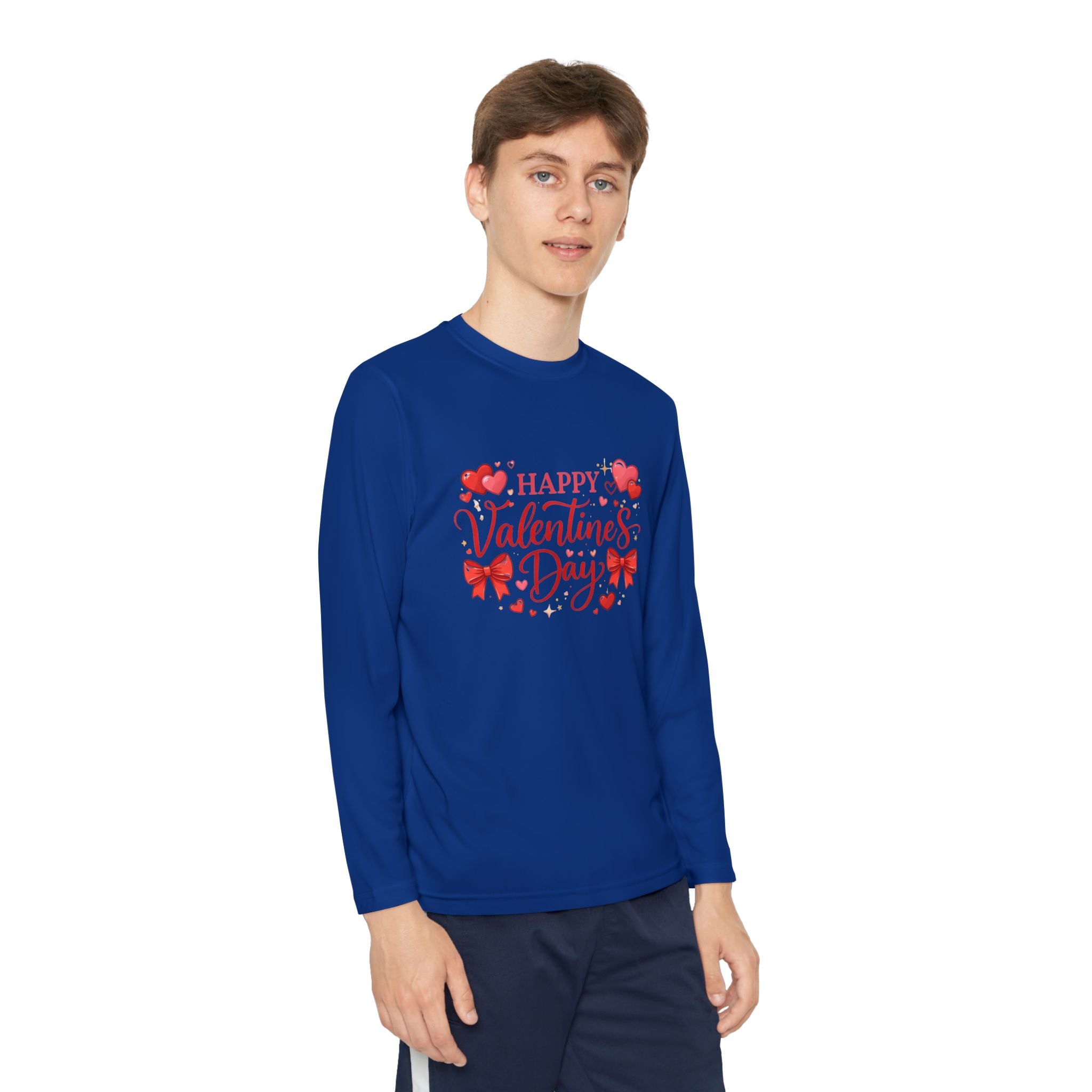Valentine’s Day Youth Long Sleeve Tee — "Happy Valentine’s Day" Kids Shirt