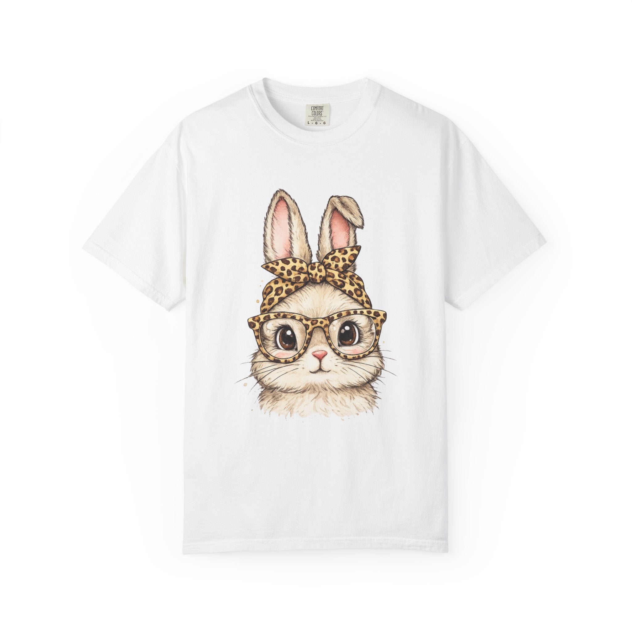 Bunny in Leopard Headband T-Shirt — Cute Vintage Rabbit Graphic Tee