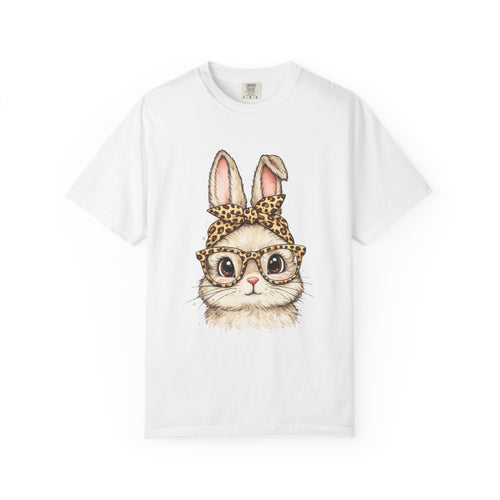 Bunny in Leopard Headband T-Shirt — Cute Vintage Rabbit Graphic Tee