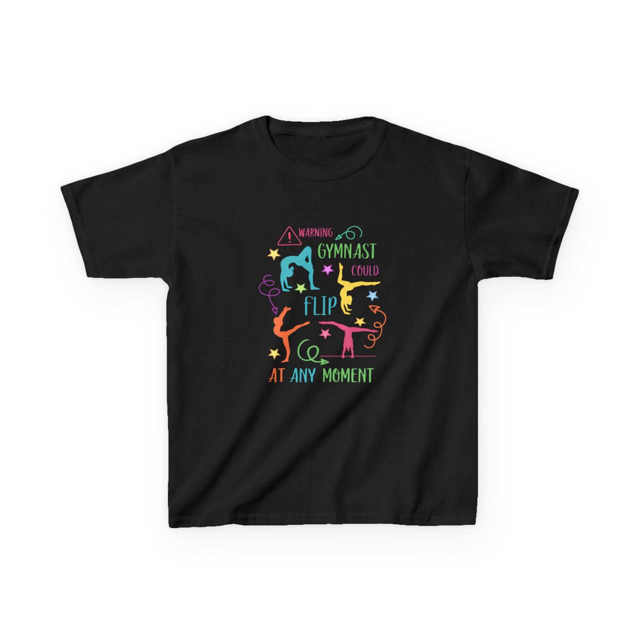 Kids Gymnastics T‑Shirt — "Gymnast I Could Flip At Any Moment" Colorful Design