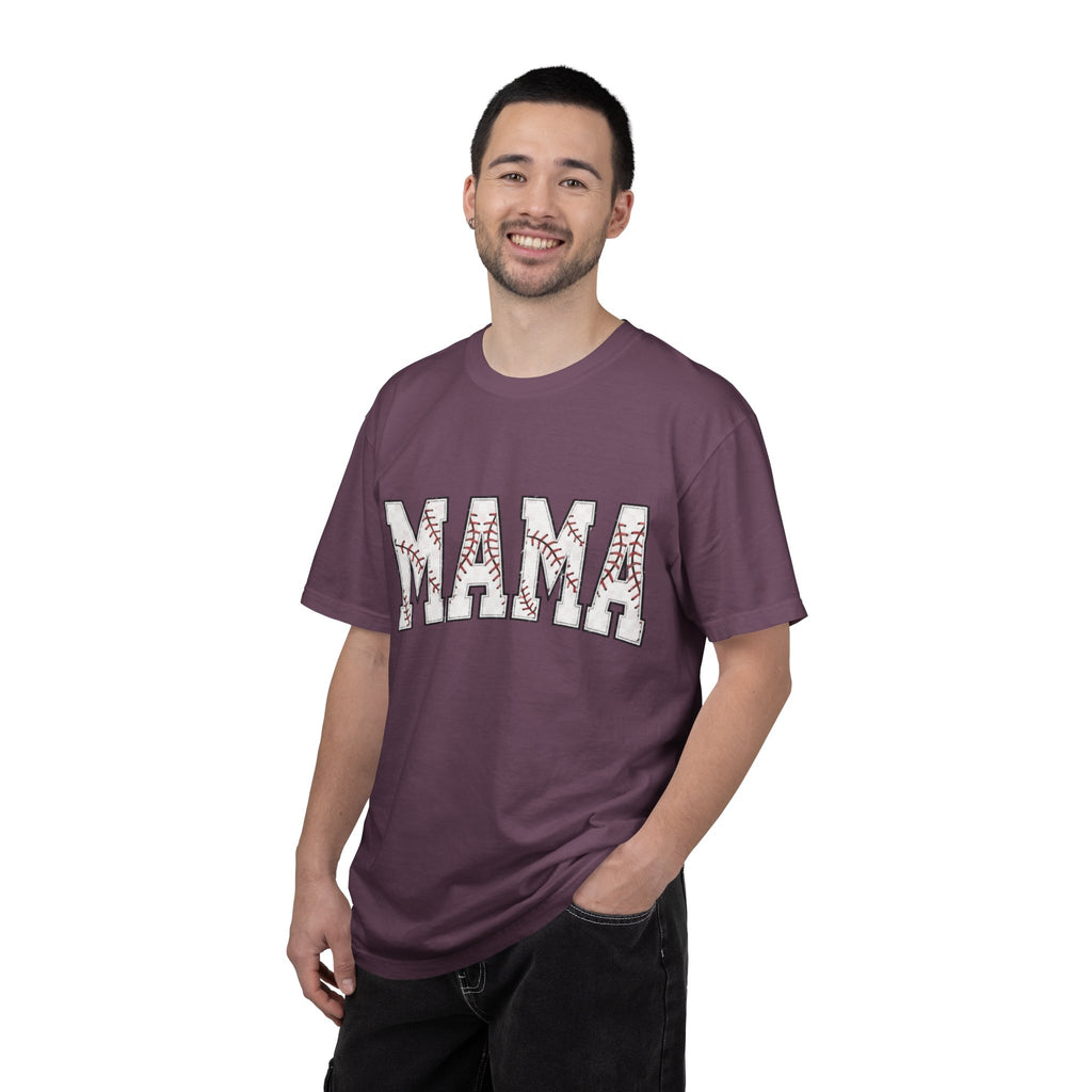 Mama Baseball Tee — 'MAMA' Stitched Baseball Mom T‑Shirt