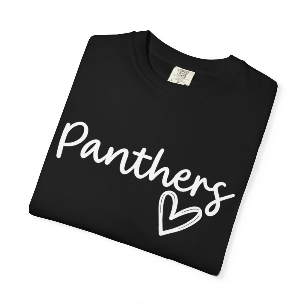 Panthers Heart T-Shirt — Cute Script School Spirit Tee