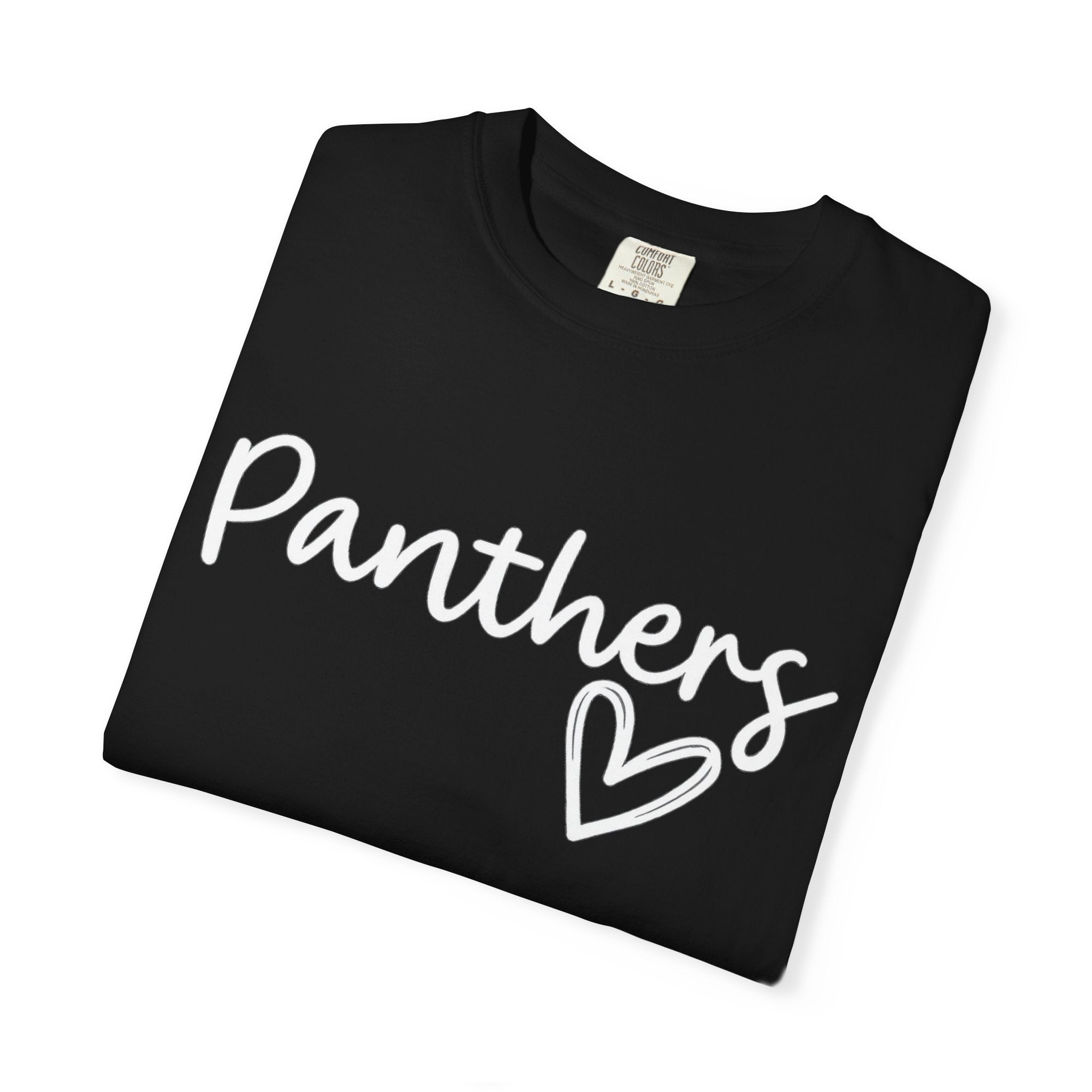 Panthers Heart T-Shirt — Cute Script School Spirit Tee