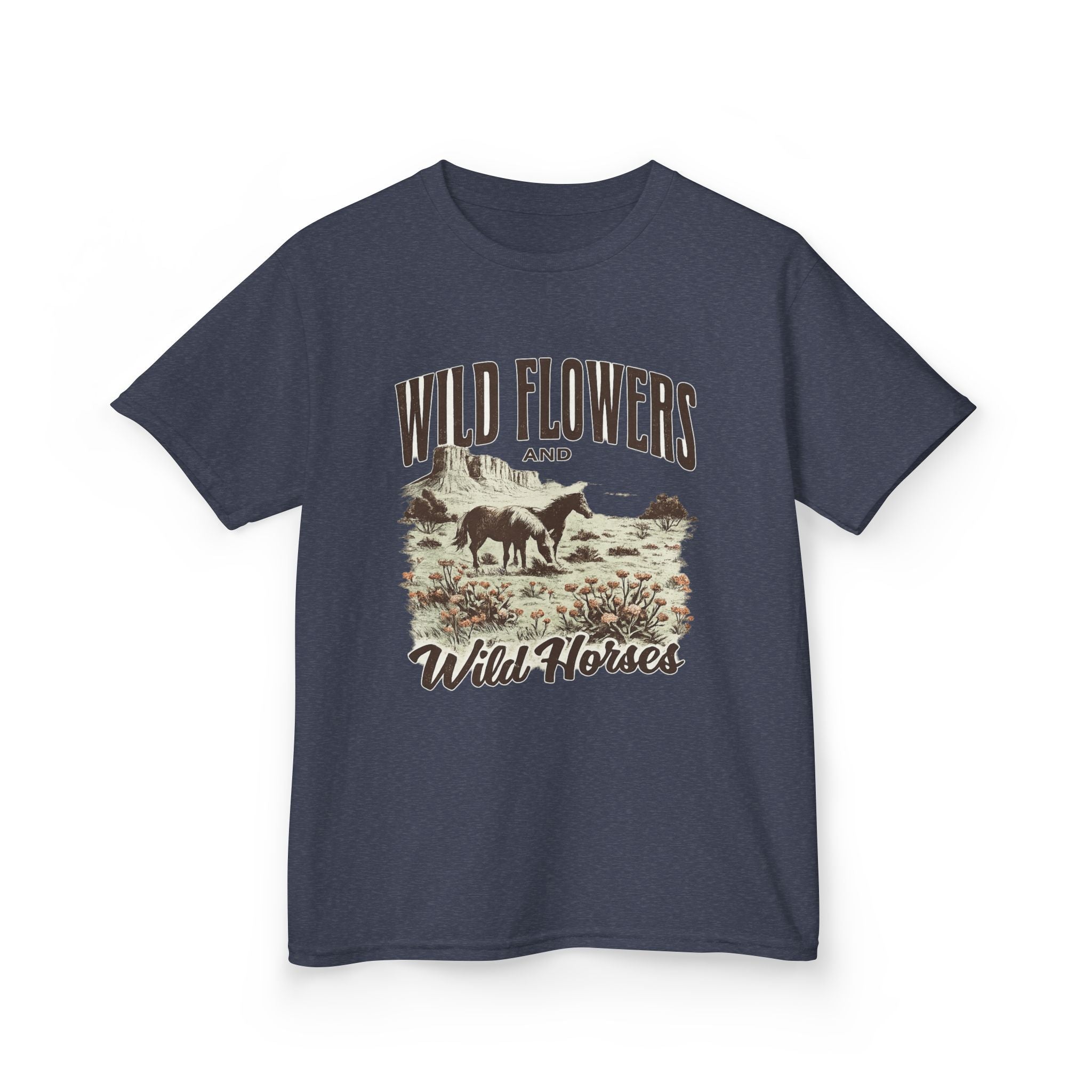 Kids T-Shirt — "Wild Flowers and Wild Horses" Rustic Western Tee