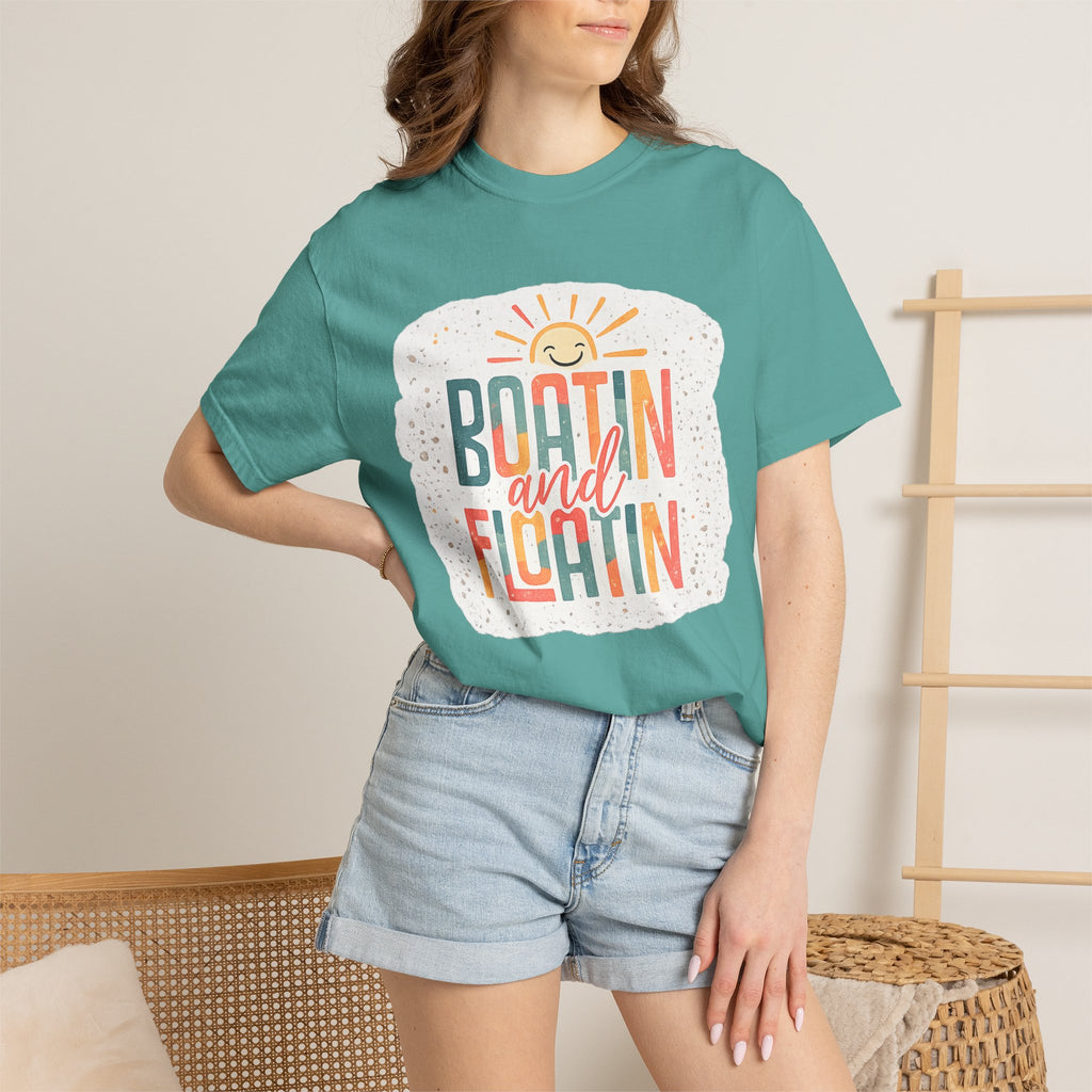 Boatin' and Floatin' T-Shirt — Retro Sun Summer Boating Tee