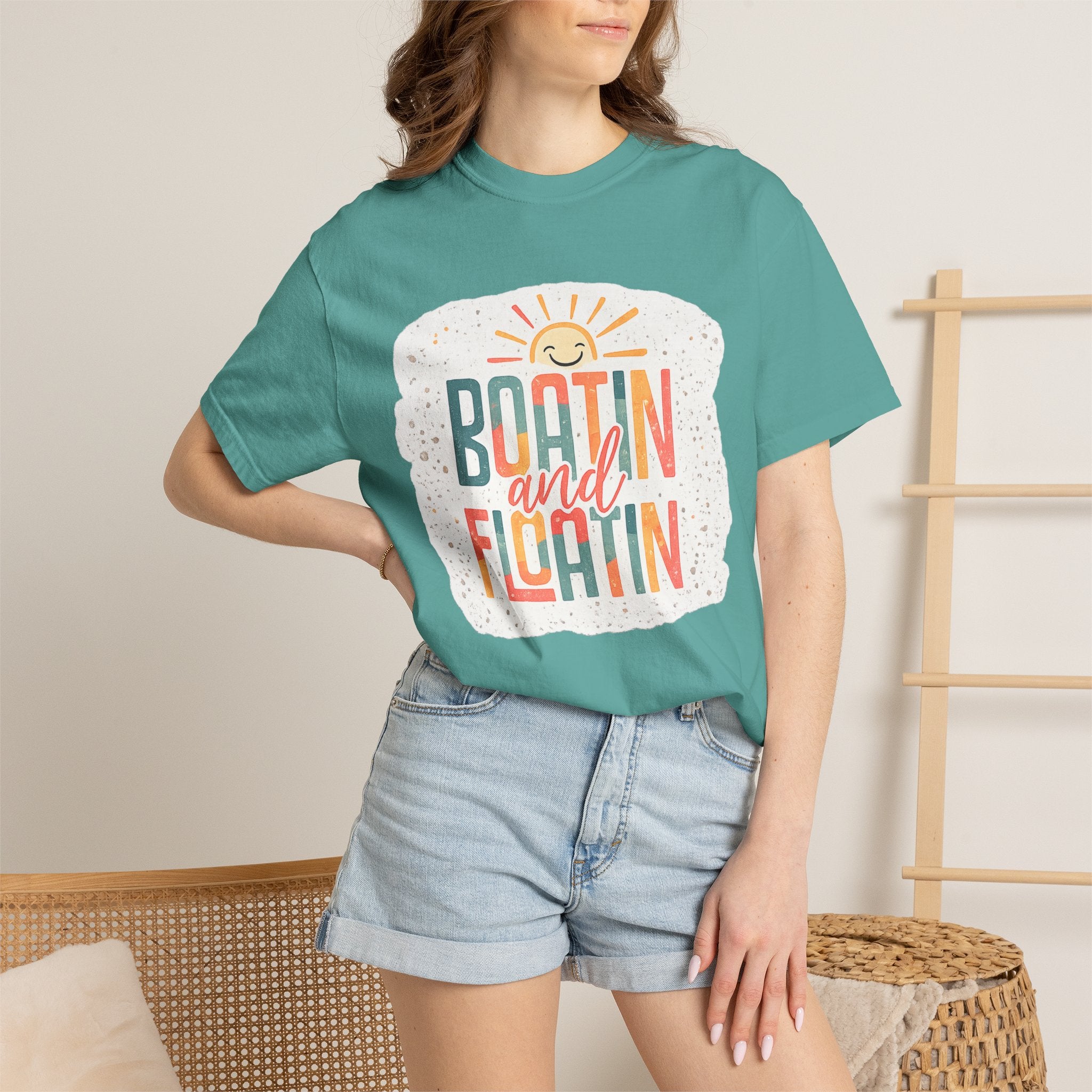 Boatin' and Floatin' T-Shirt — Retro Sun Summer Boating Tee