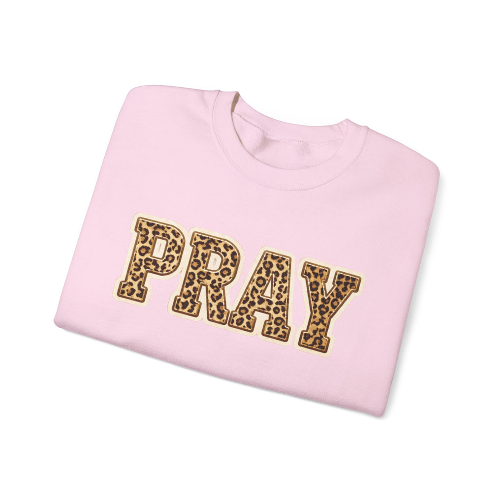 Pray Leopard Print Crewneck Sweatshirt