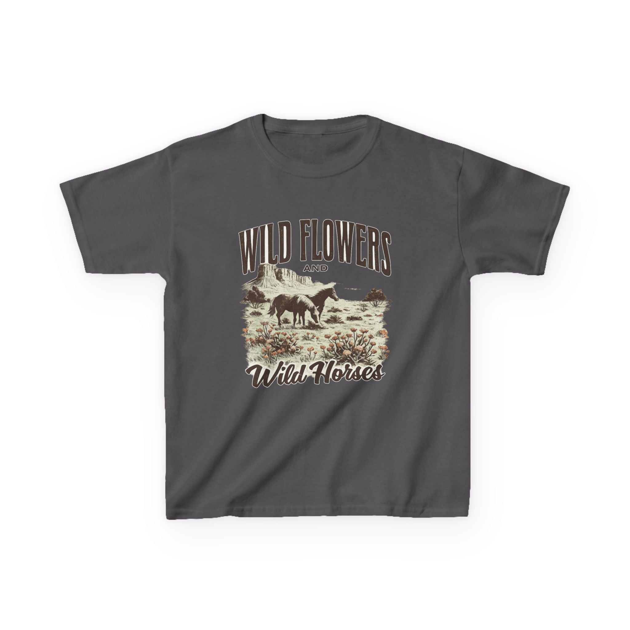 Kids T-Shirt — "Wild Flowers and Wild Horses" Rustic Western Tee
