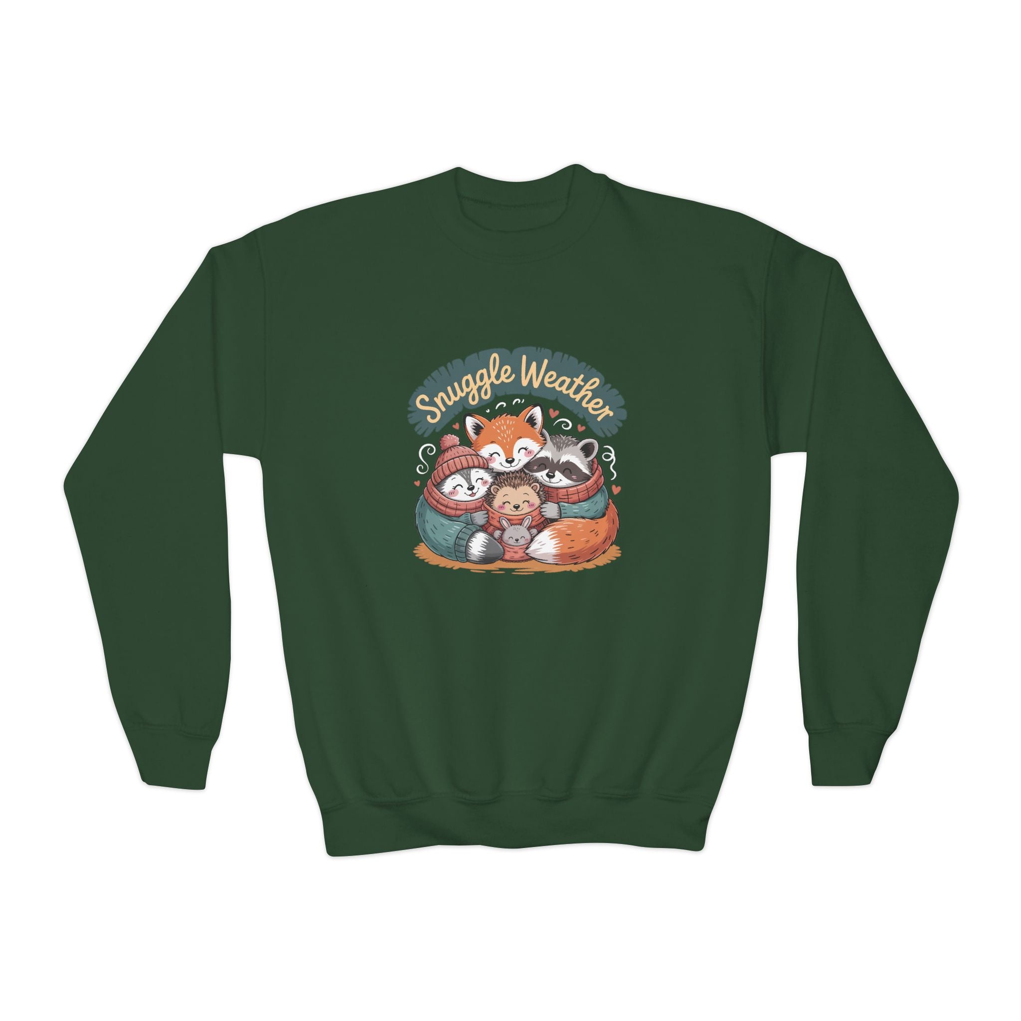 Youth Sweatshirt — "Snuggle Weather" Forest Animal Crewneck