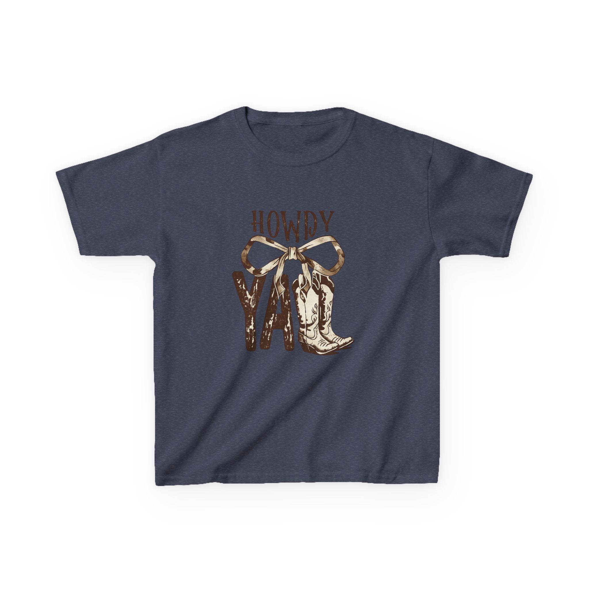 Howdy Y'all Kids T-Shirt — Western Cowboy Boot & Bow Graphic Tee
