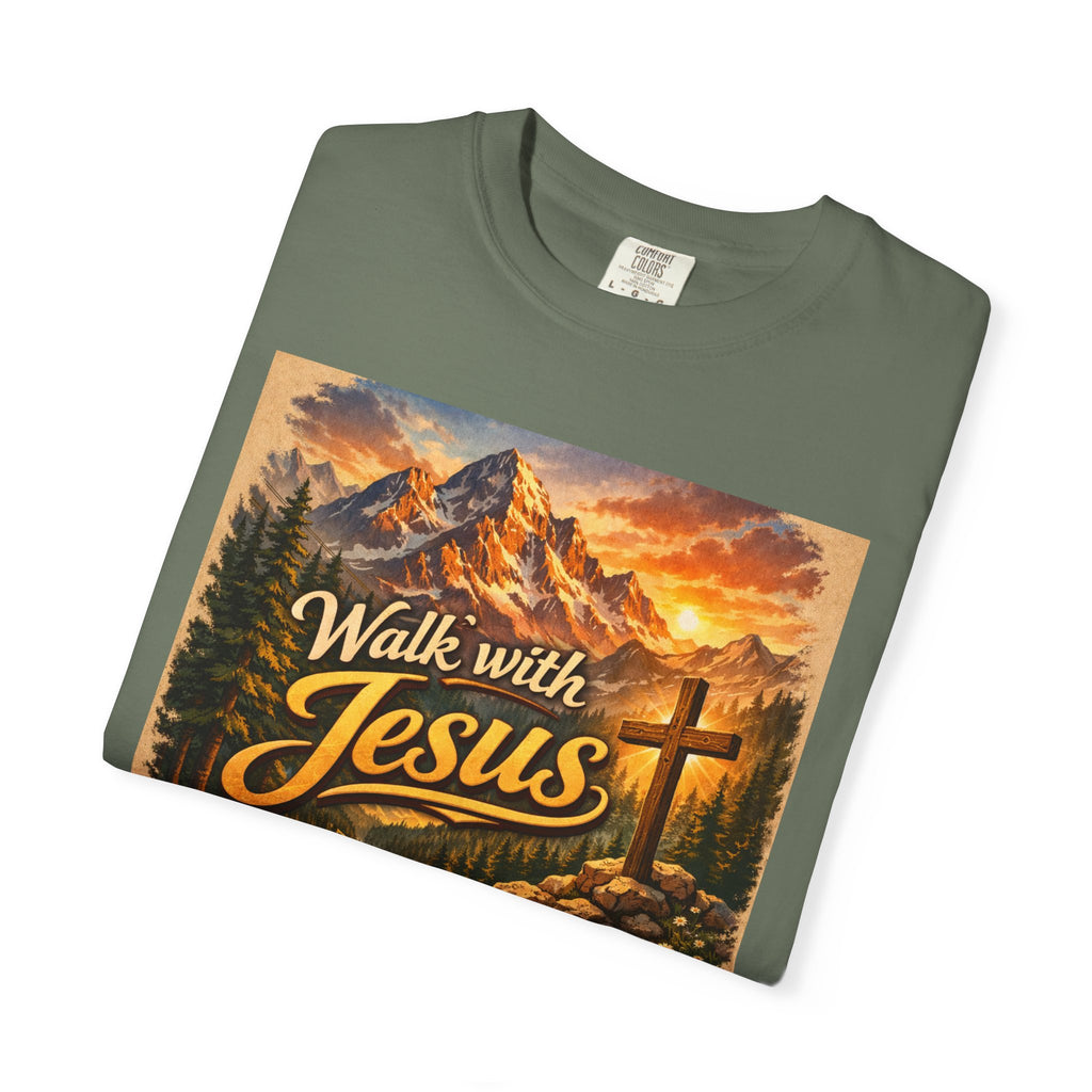 Walk with Jesus T-Shirt — Christian Faith Mountain Cross Tee