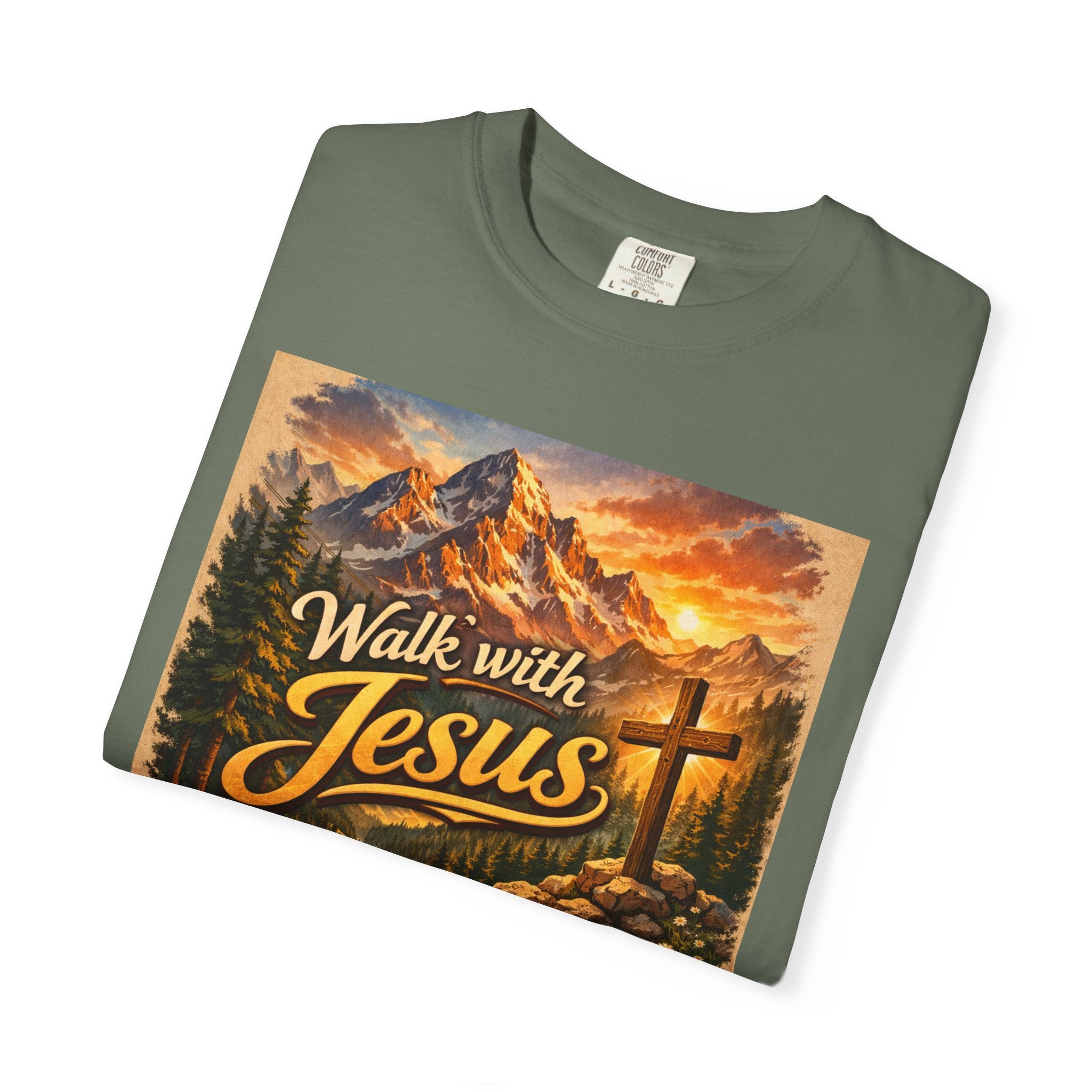 Walk with Jesus T-Shirt — Christian Faith Mountain Cross Tee