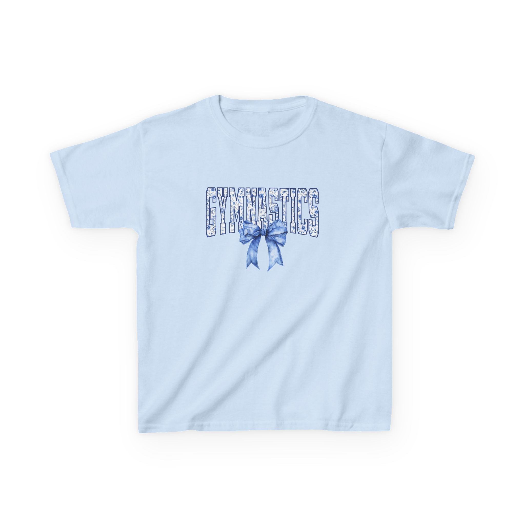 Gymnastics Kids Tee — Blue Bow Athletic Shirt for Girls