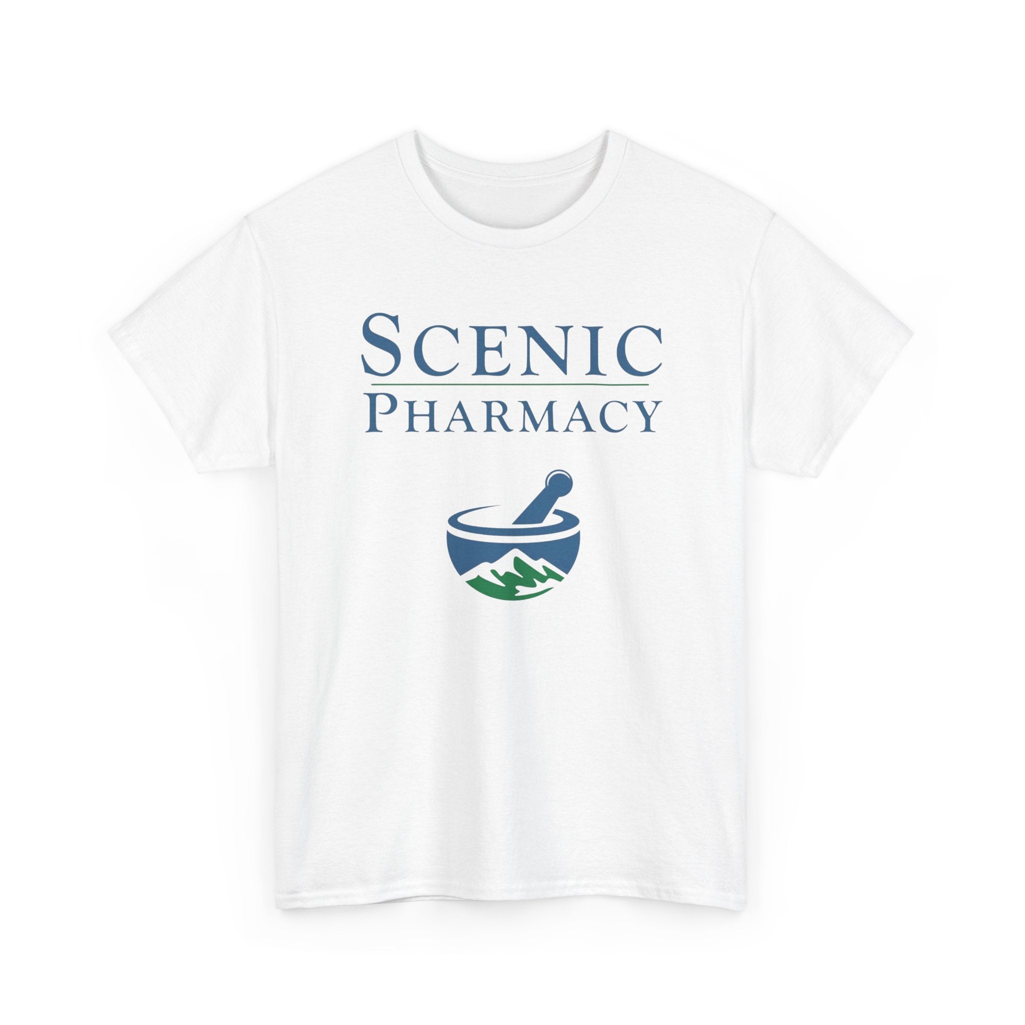 Scenic Pharmacy T-Shirt — Mountain Mortar & Pestle Graphic Tee