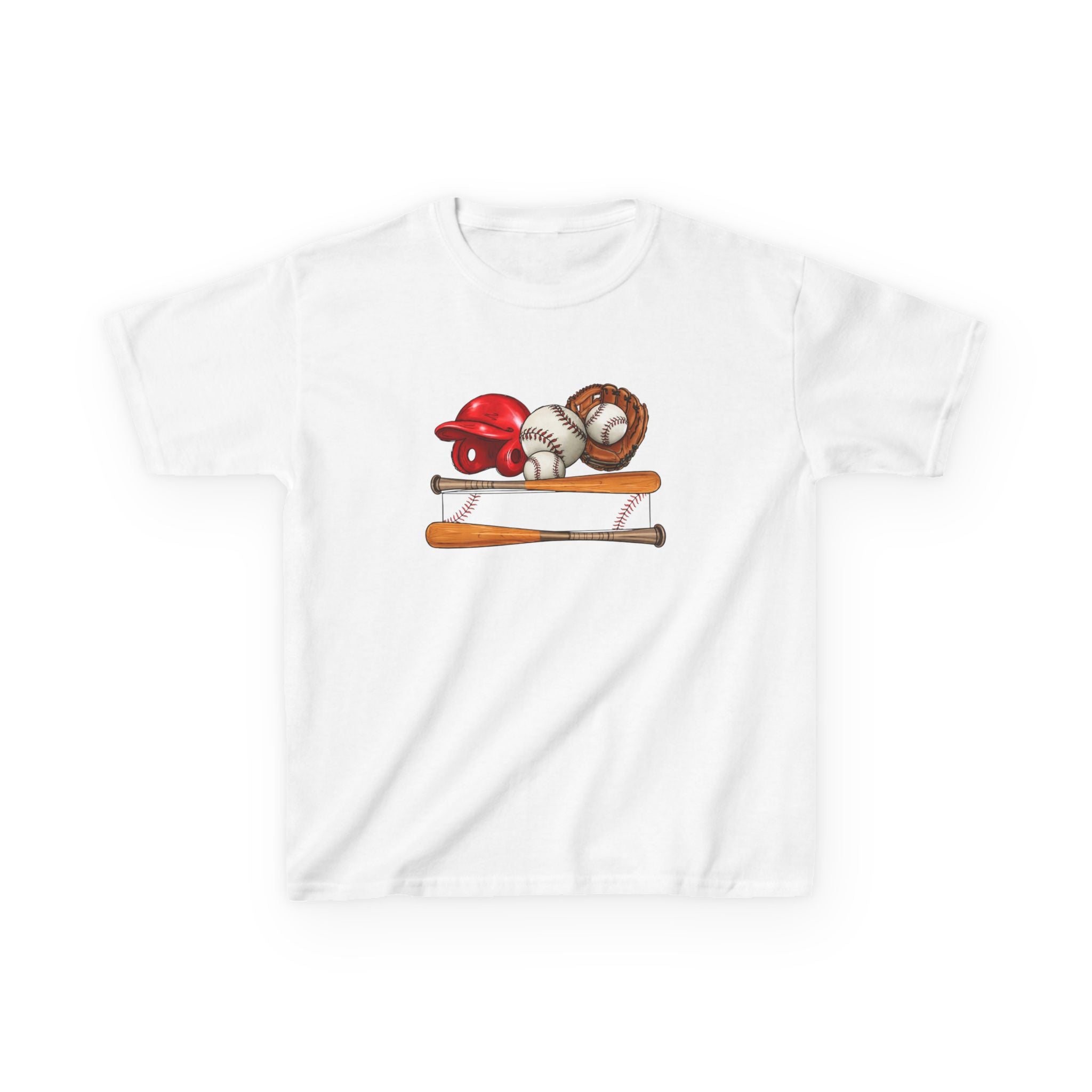 Kids Baseball Gear Tee — Helmet, Glove & Bats Youth T-Shirt