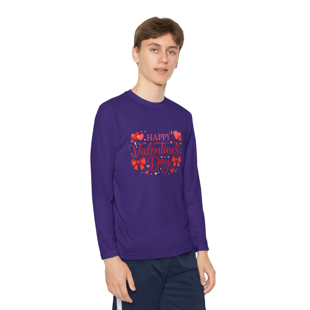 Valentine’s Day Youth Long Sleeve Tee — "Happy Valentine’s Day" Kids Shirt