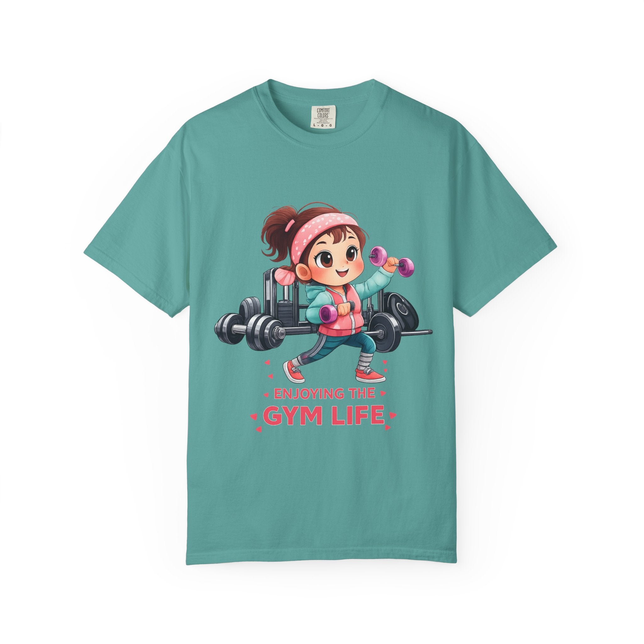 Gym Life T-Shirt — Cute Cartoon Weightlifting Tee ("Enjoying the Gym Life")