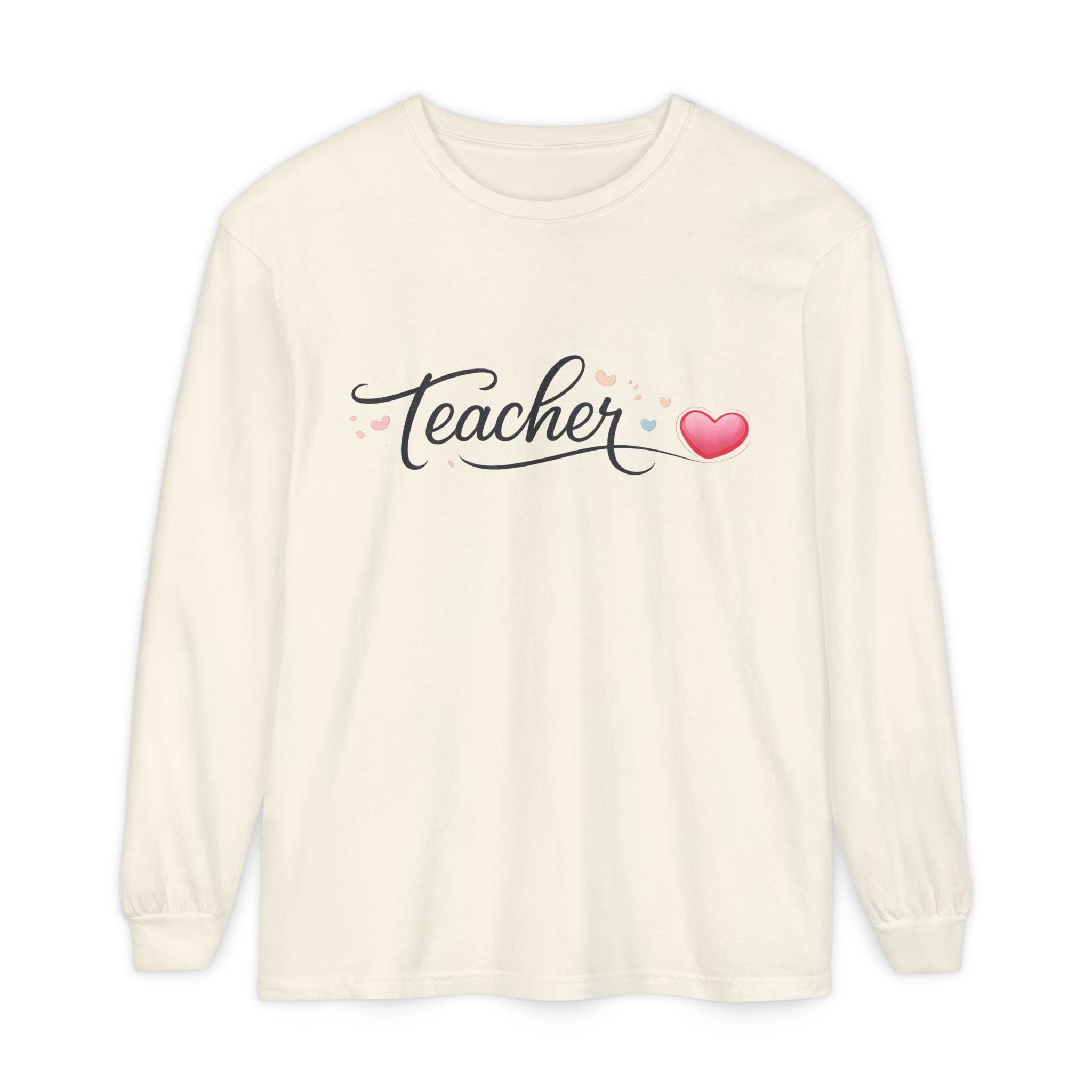 Teacher Long Sleeve T-Shirt — Minimal Script Teacher Tee, Back-to-School Gift
