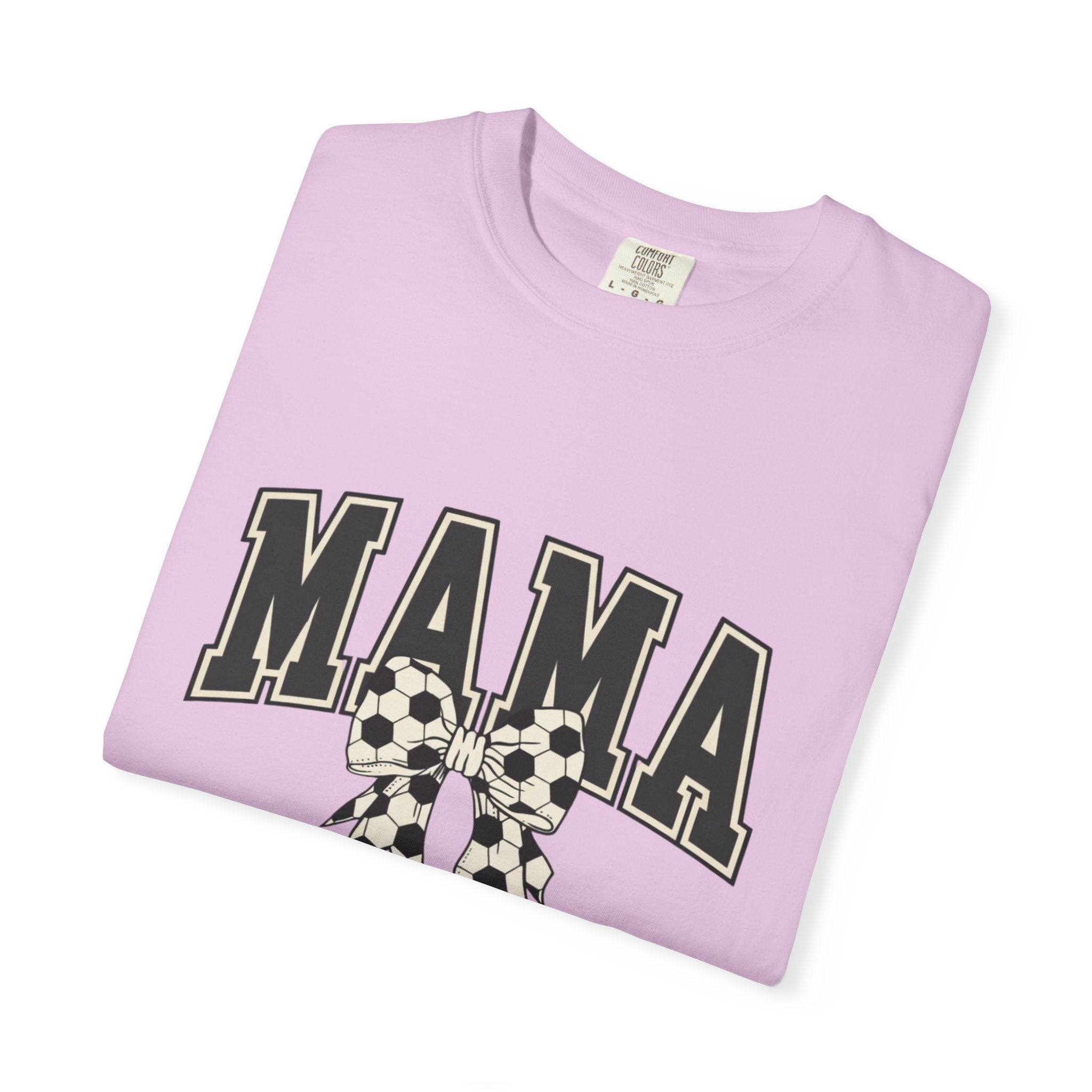 Mama Graphic T-Shirt — Retro Collegiate Letters with Polka Dot Bow
