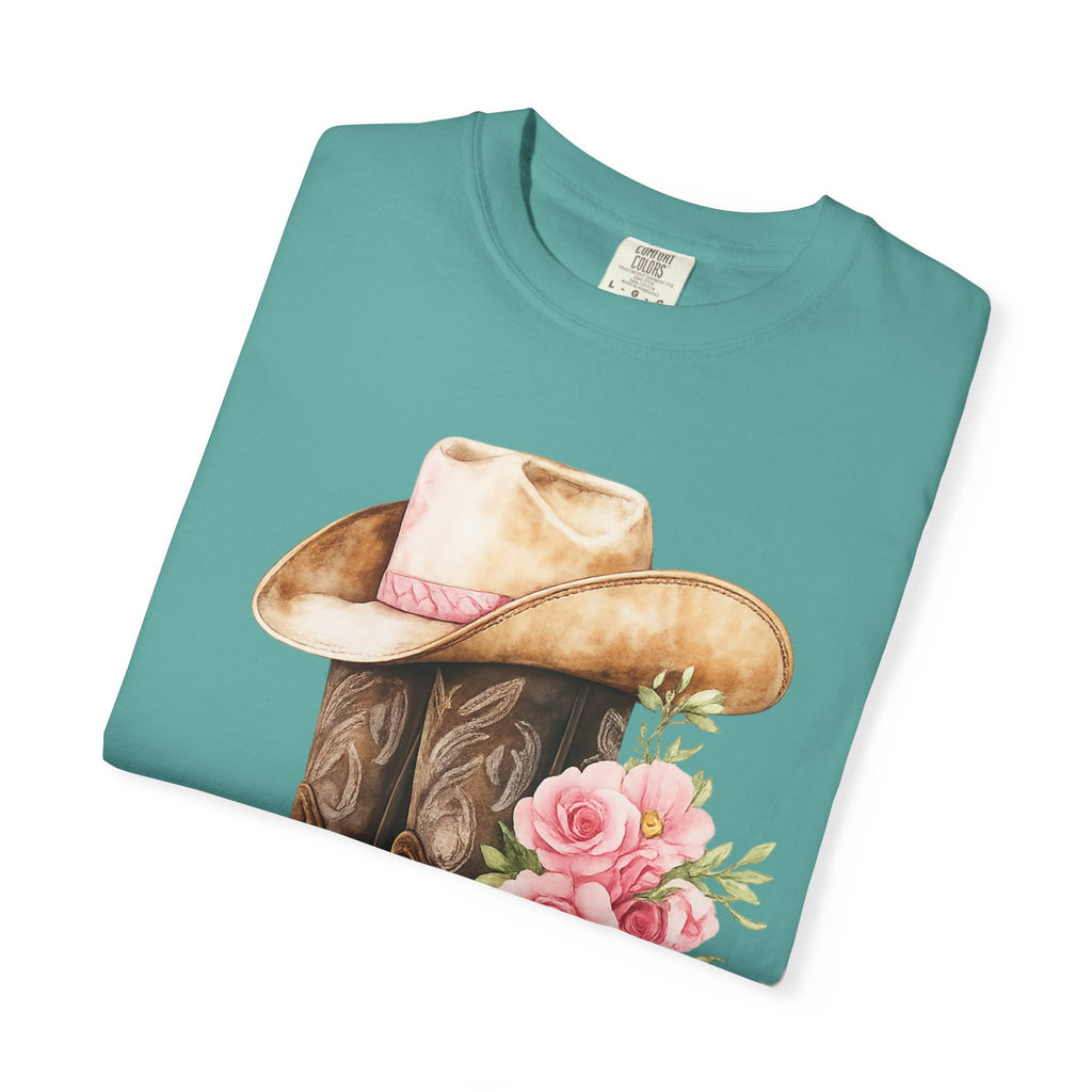 Cowboy Boots & Hat Floral T-Shirt — Western Country Floral Tee