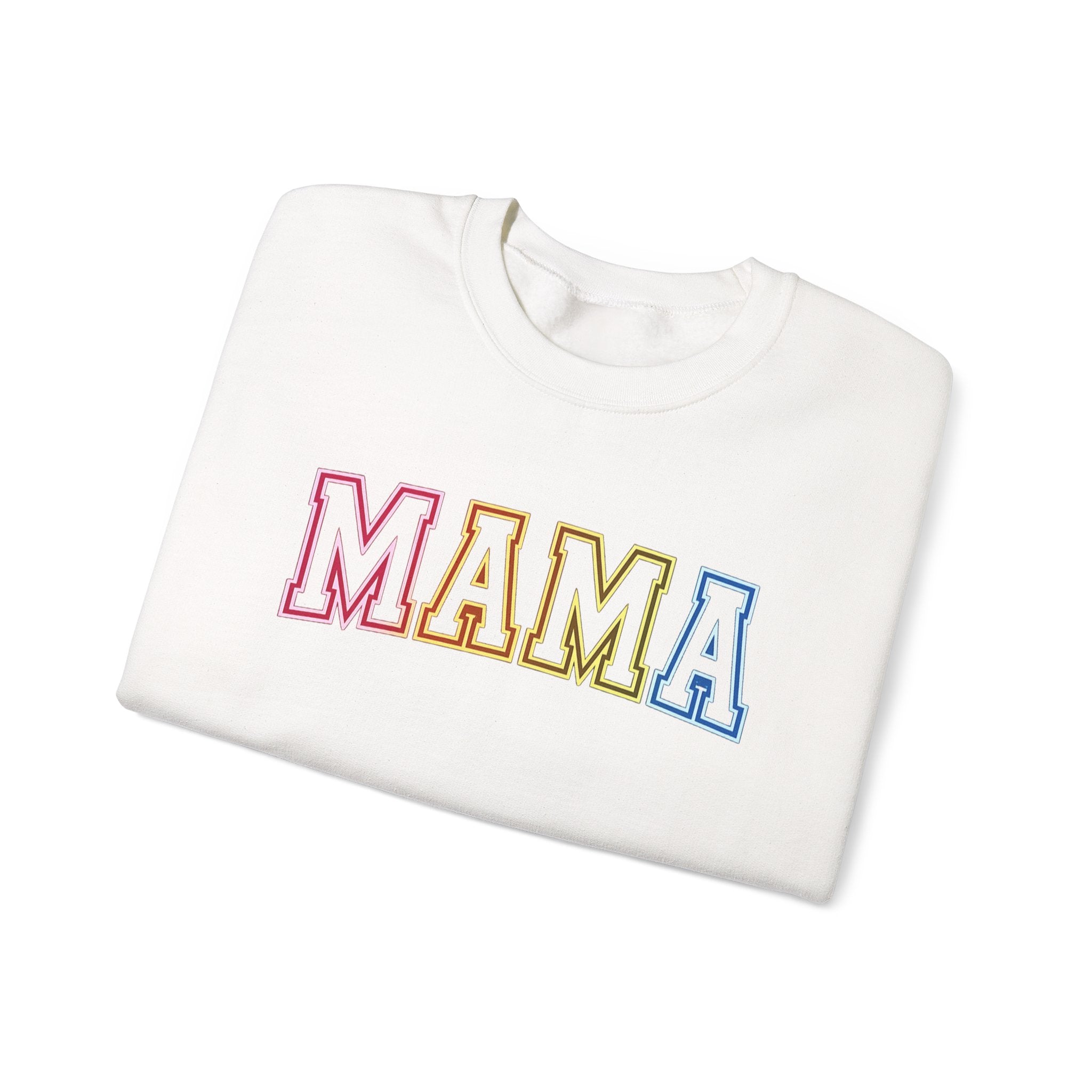 Mama Rainbow Crewneck Sweatshirt — Retro Colorblock "MAMA" Motherhood Pullover