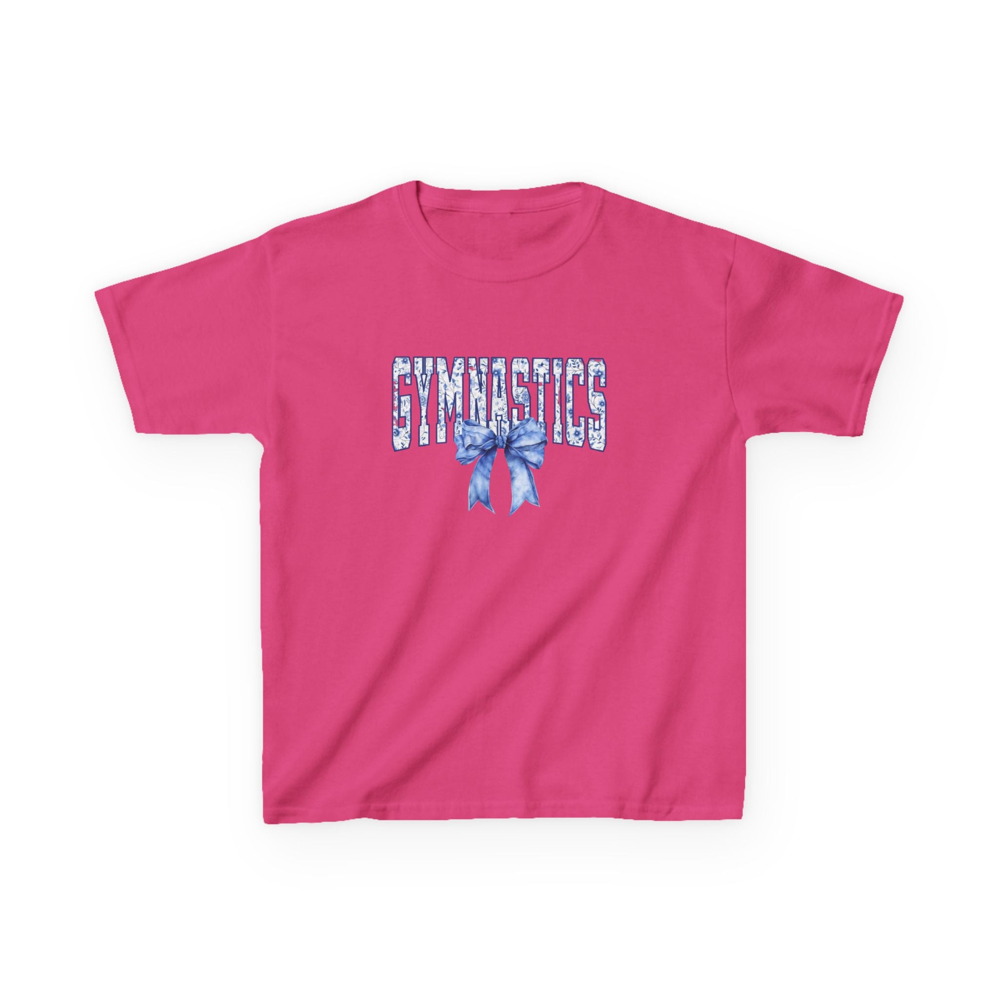 Gymnastics Kids Tee — Blue Bow Athletic Shirt for Girls