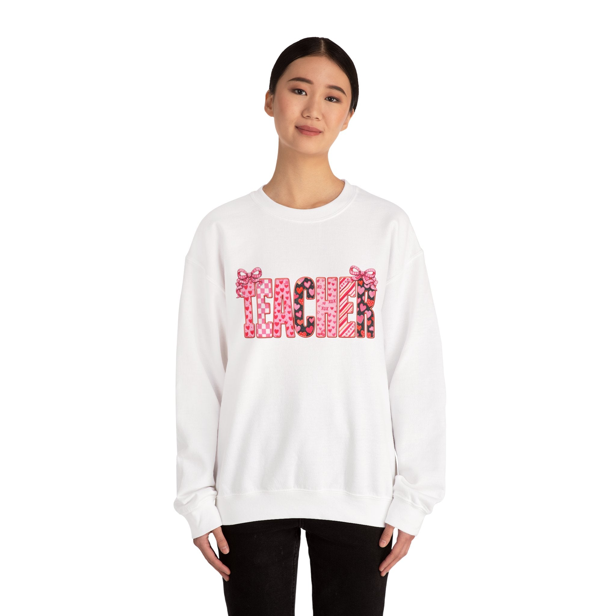Teacher Leopard Heart Crewneck Sweatshirt