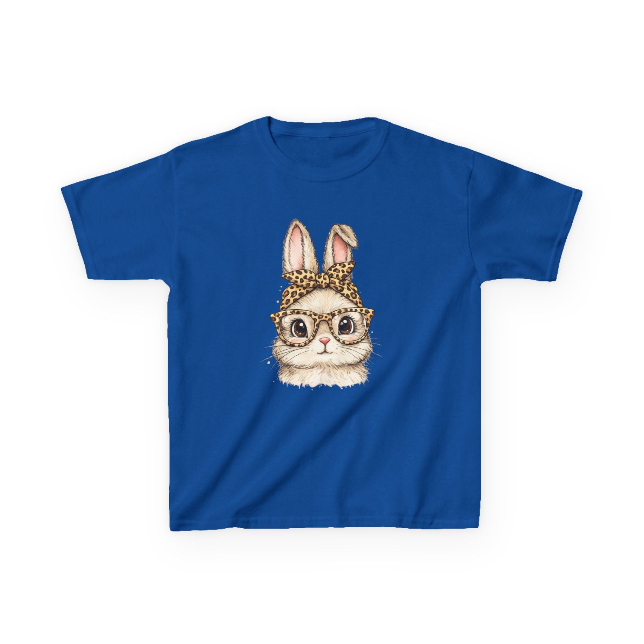 Kids Bunny with Glasses Tee — Cute Leopard Headband Rabbit Shirt for Children