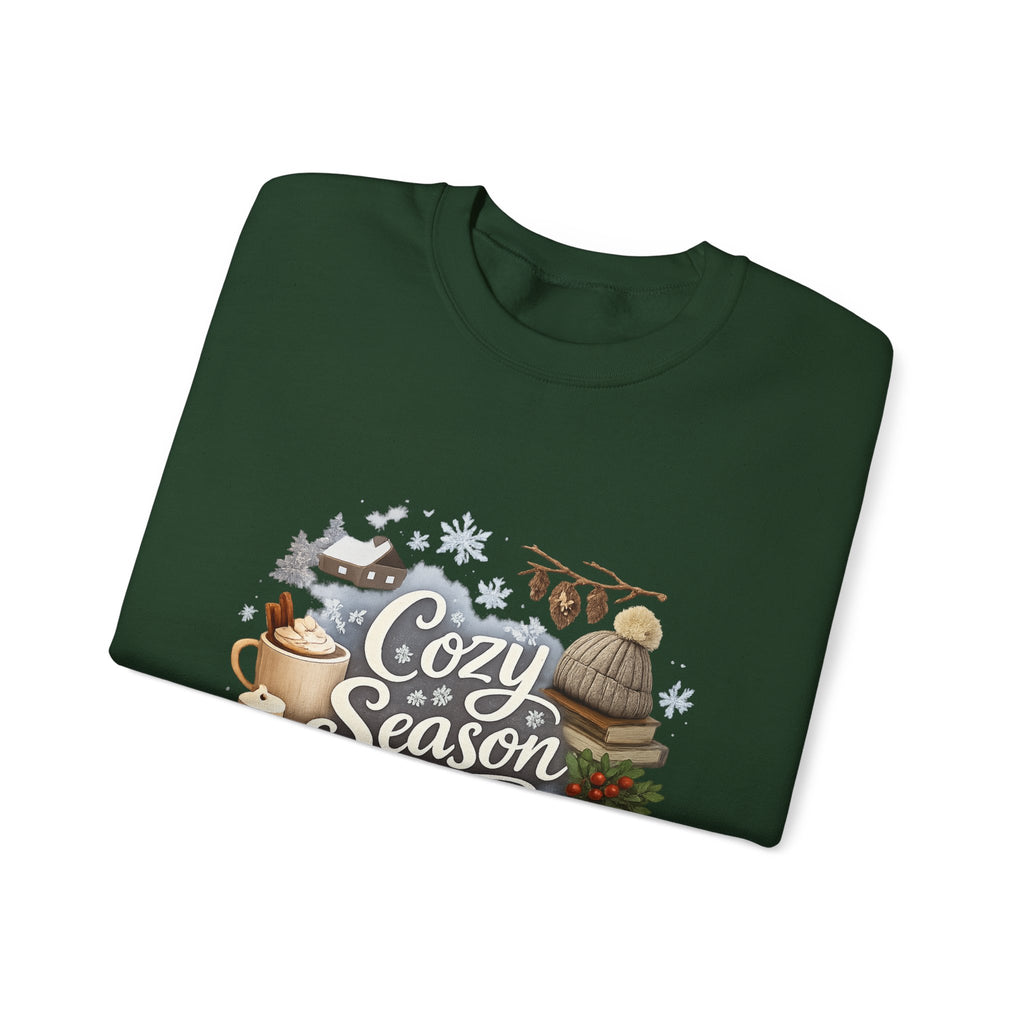 Cozy Season Sweatshirt — Winter Cabin Hot Cocoa & Knit Hat Crewneck