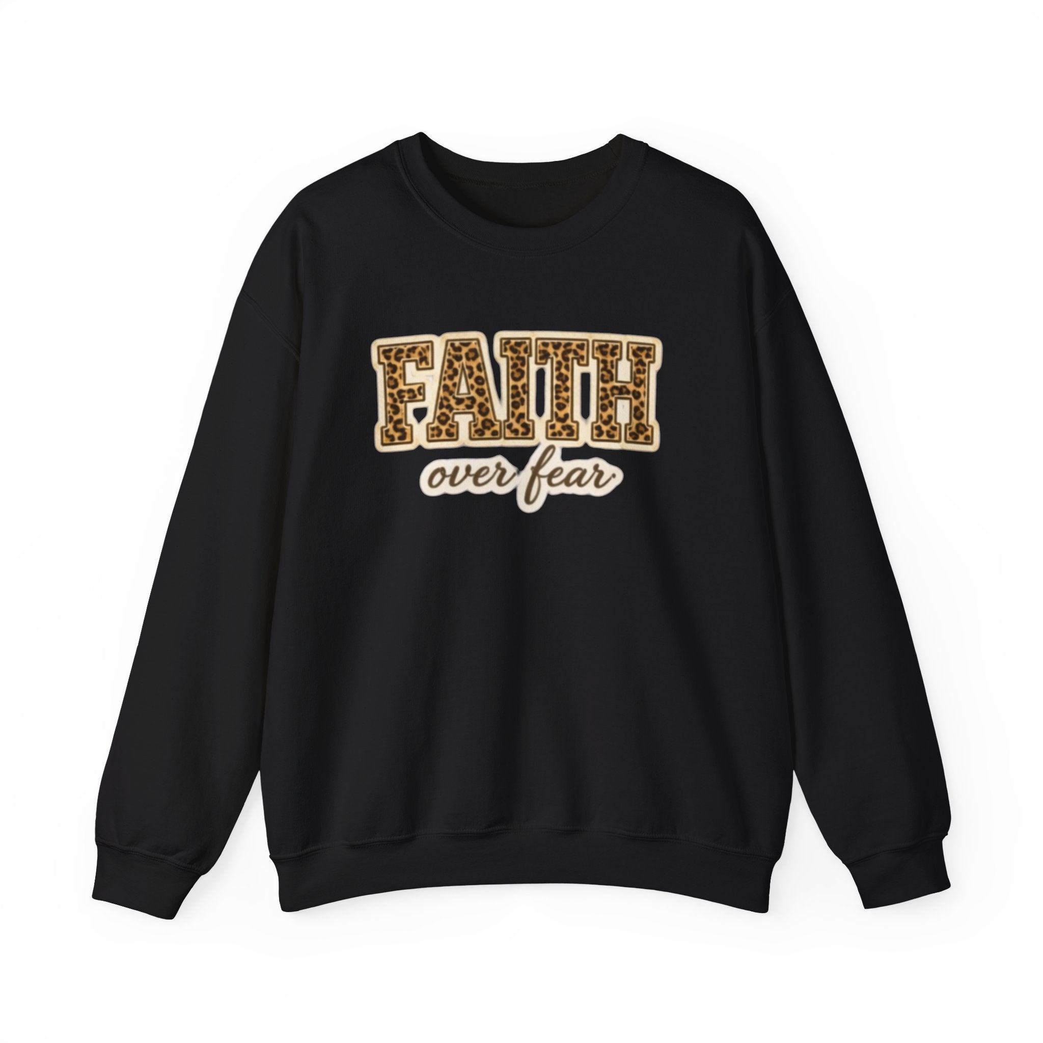 Faith Over Fear Leopard Graphic Sweatshirt