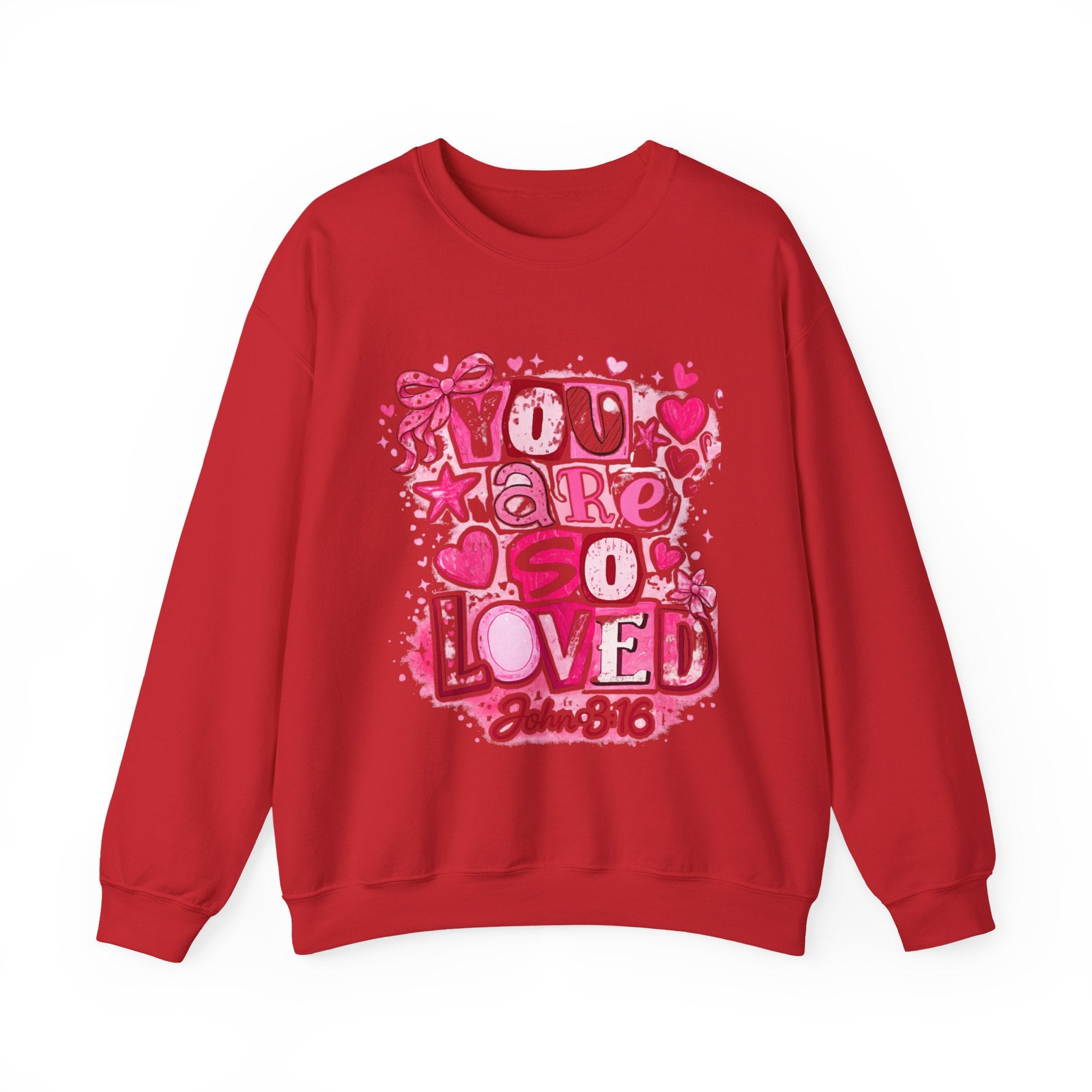 Crewneck Sweatshirt — "You Are So Loved" Christian Heart Design (John 3:16)