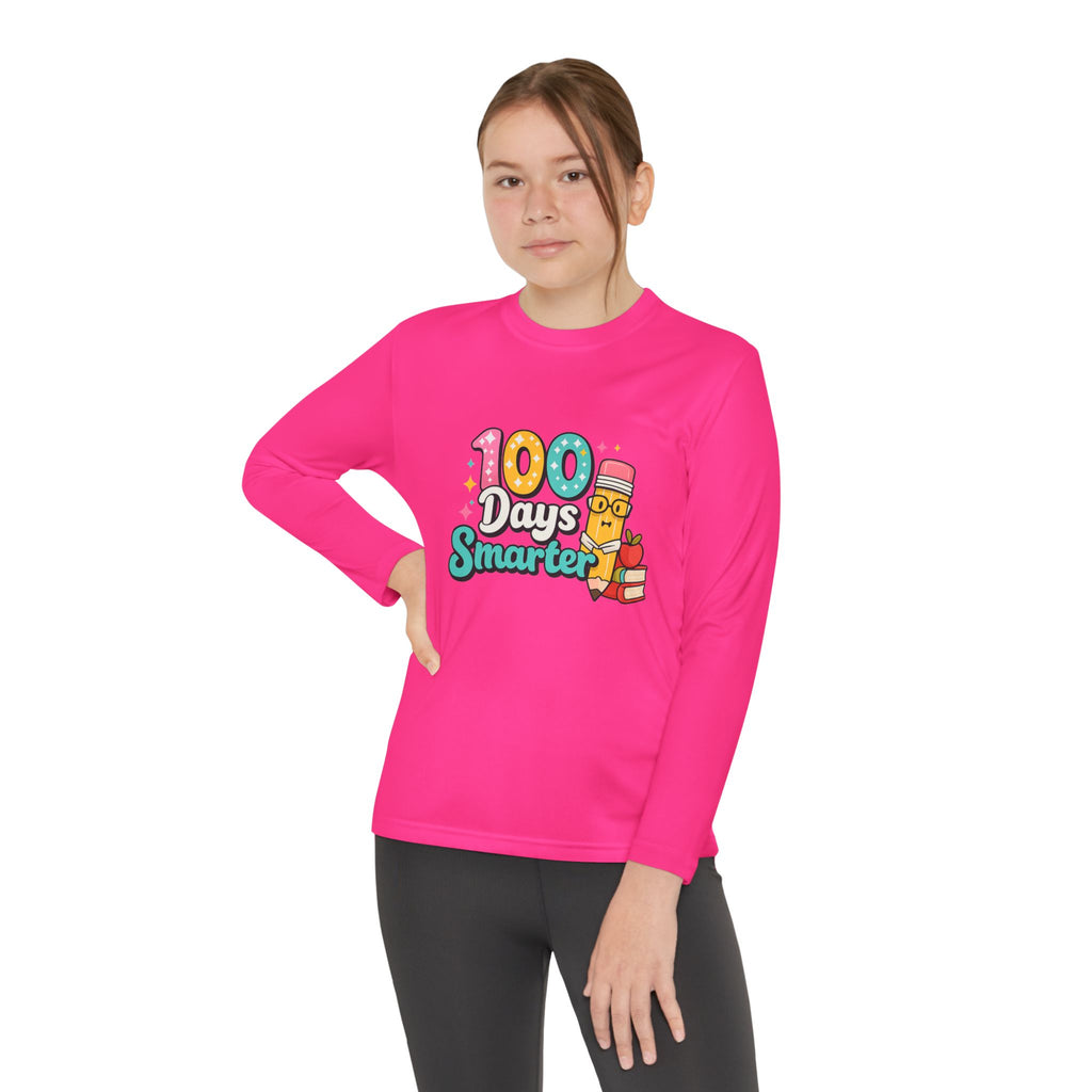 Youth Long Sleeve Tee - "100 Days Smarter" School Celebration Shirt